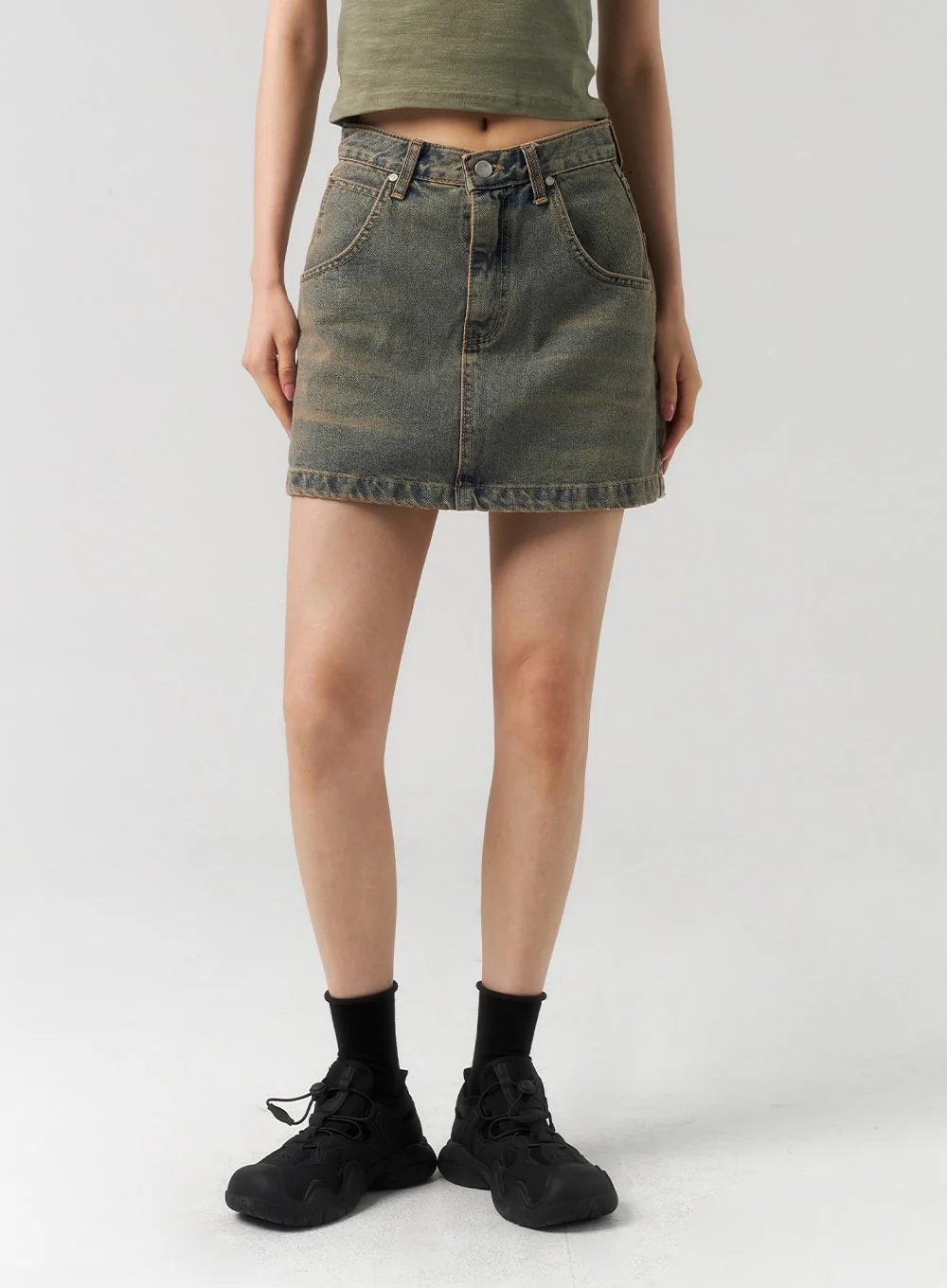 A-Line Denim Mini Skirt CU321 - Image 2