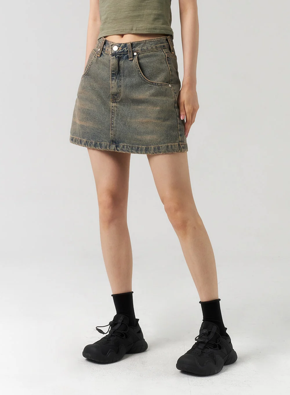 A-Line Denim Mini Skirt CU321 - Image 5
