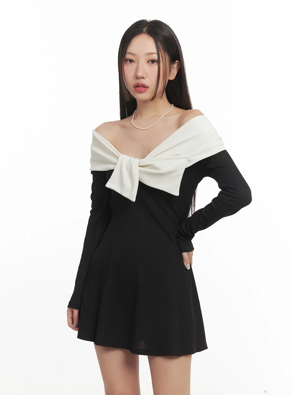 A-Line Ribbon Off-Shoulder Mini Dress CF520 - Image 4