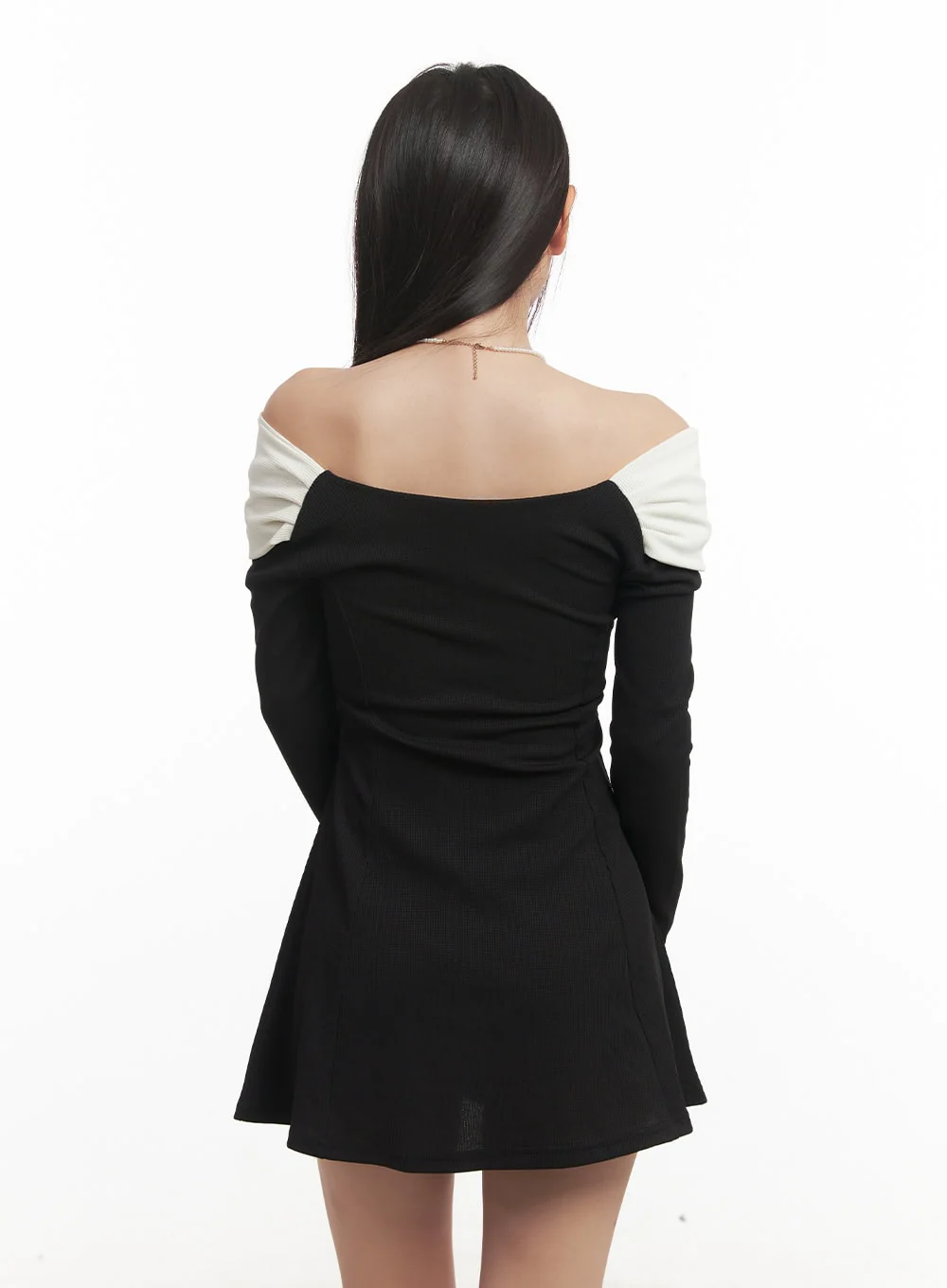 A-Line Ribbon Off-Shoulder Mini Dress CF520 - Image 8