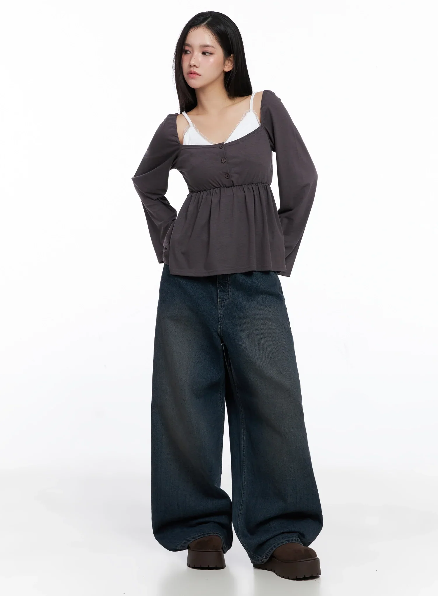 Adelyn Washed Baggy Jeans IS525 - Image 5