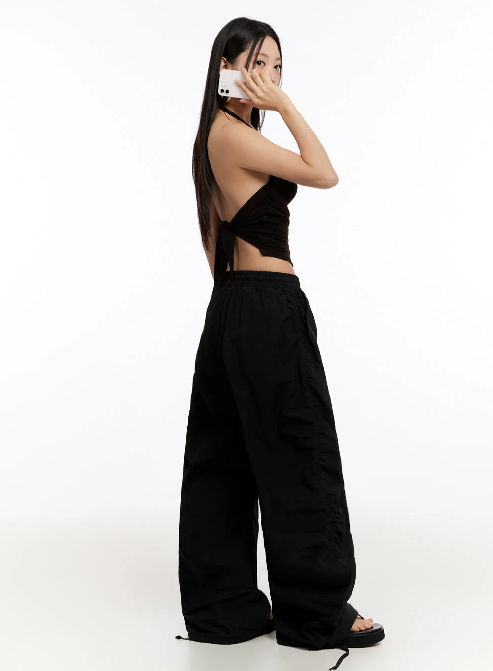 Adjustable Wide-Leg Nylon Pants IU509 - Image 8