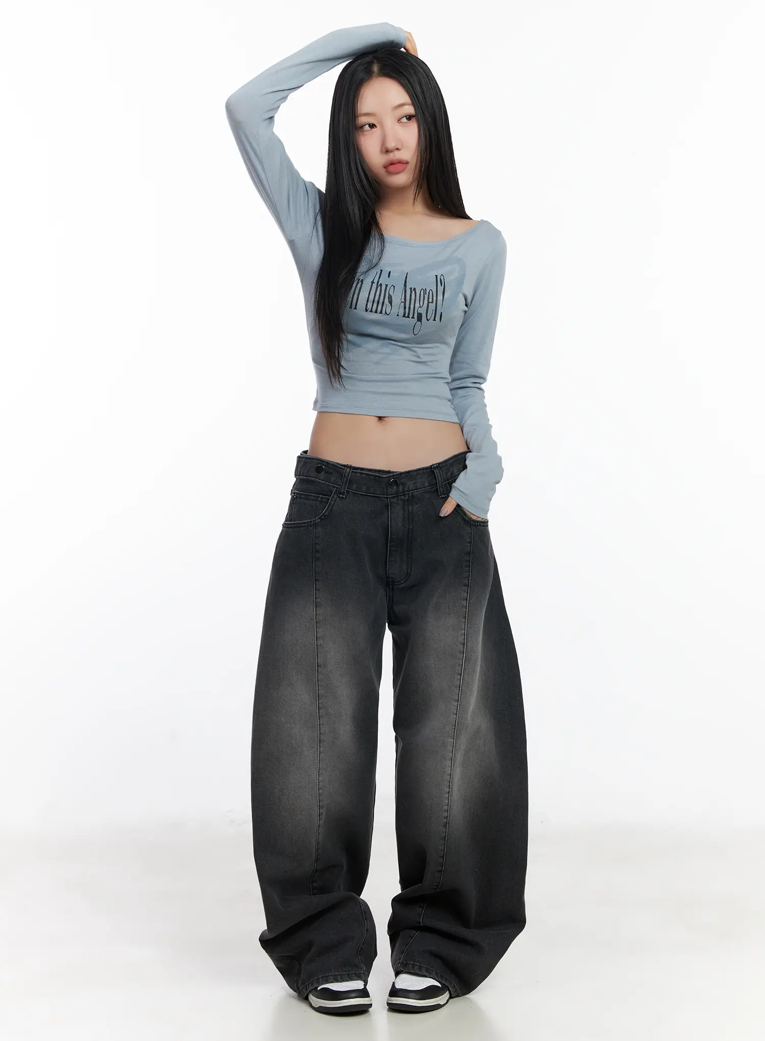 Alana Belt-Detail Baggy Jeans CJ530 - Image 3