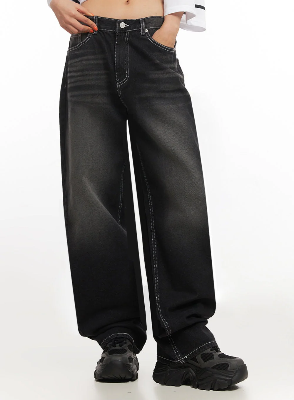 Alexis Stitched Wide-Leg Jeans IA504 - Image 2