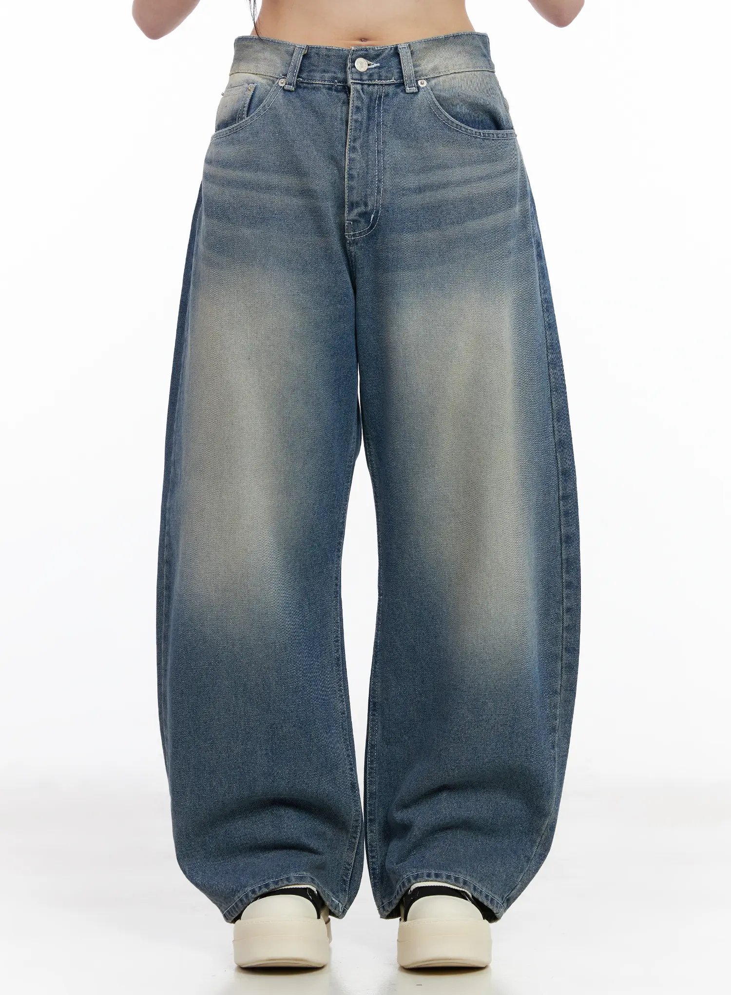 Alizah Vintage Wash Wide-Leg Jeans CM512