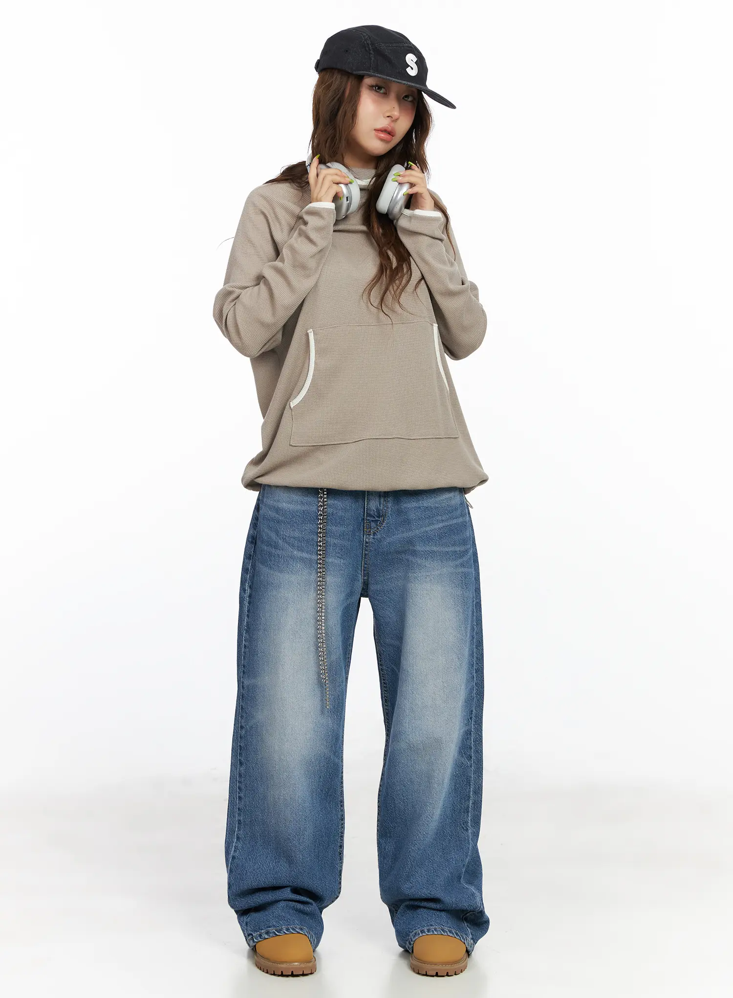 Alora Vintage Washed Wide Leg Jeans CF513 - Image 10