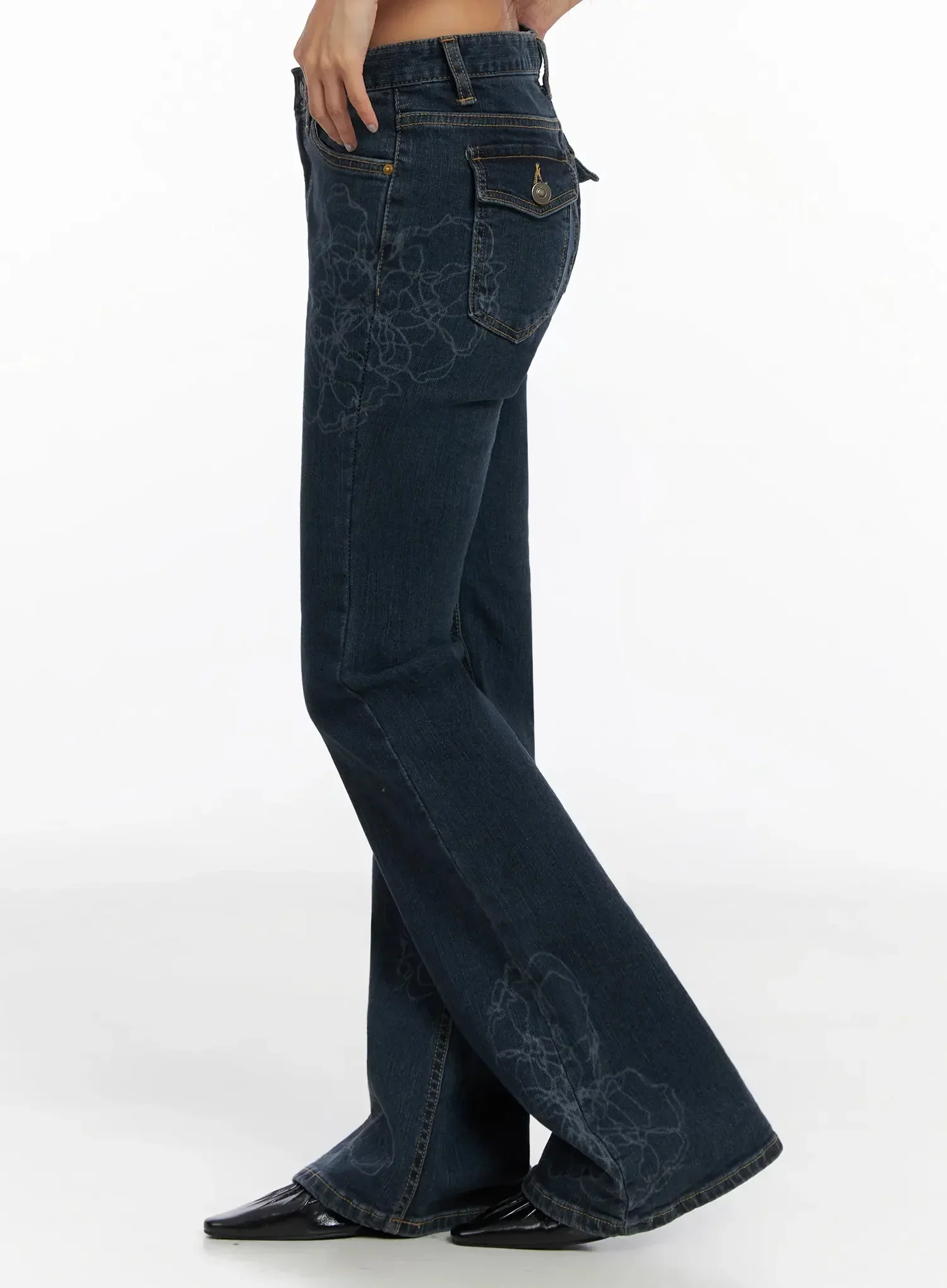Amari Floral Embriodered Bootcut Jeans IN528 - Image 10