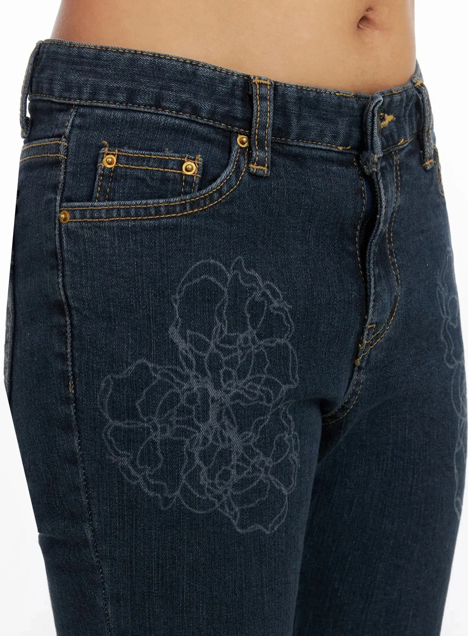 Amari Floral Embriodered Bootcut Jeans IN528 - Image 4