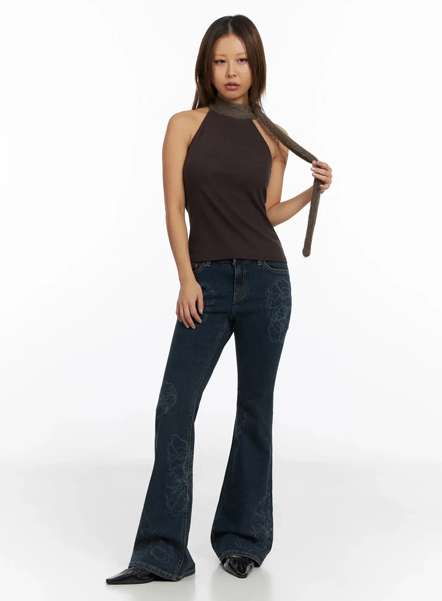 Amari Floral Embriodered Bootcut Jeans IN528 - Image 5