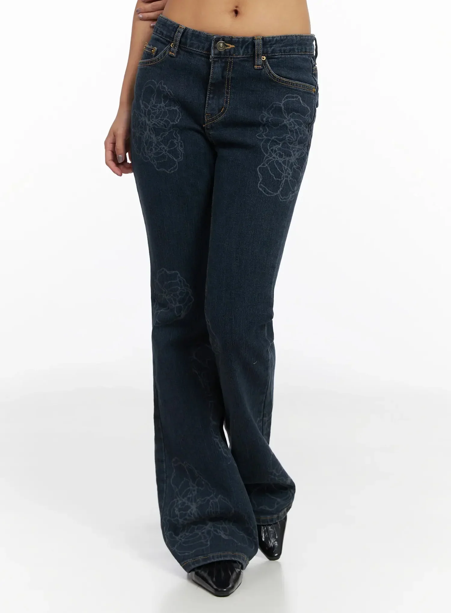 Amari Floral Embriodered Bootcut Jeans IN528 - Image 9