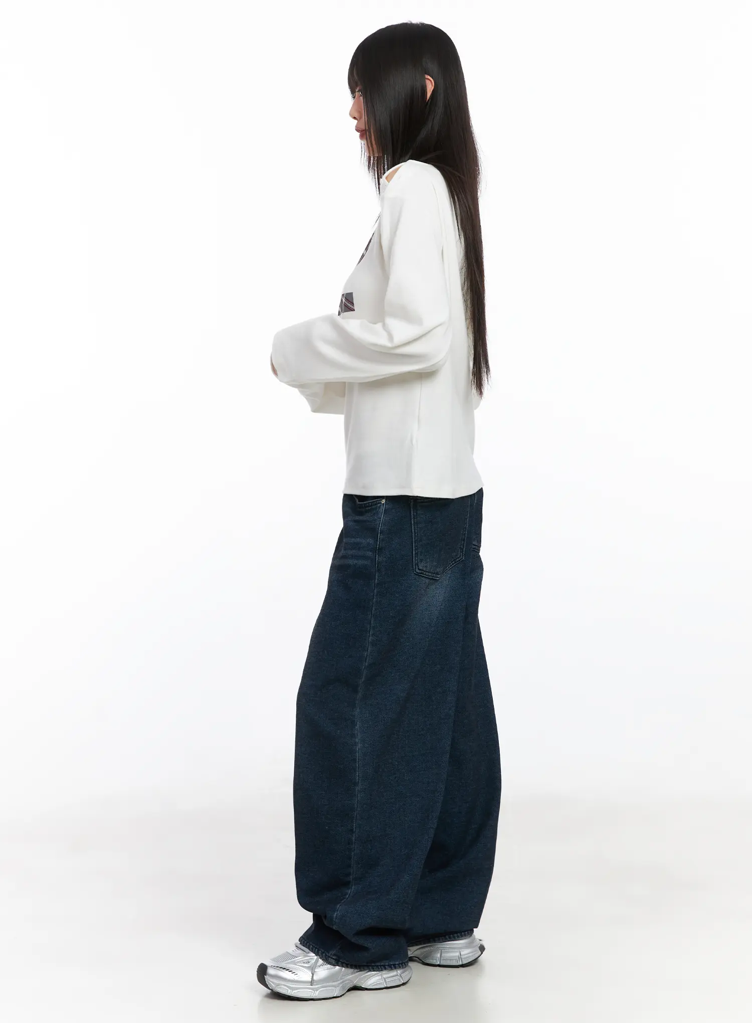 Amina Wide Leg Fleece Jeans CD522 - Image 4