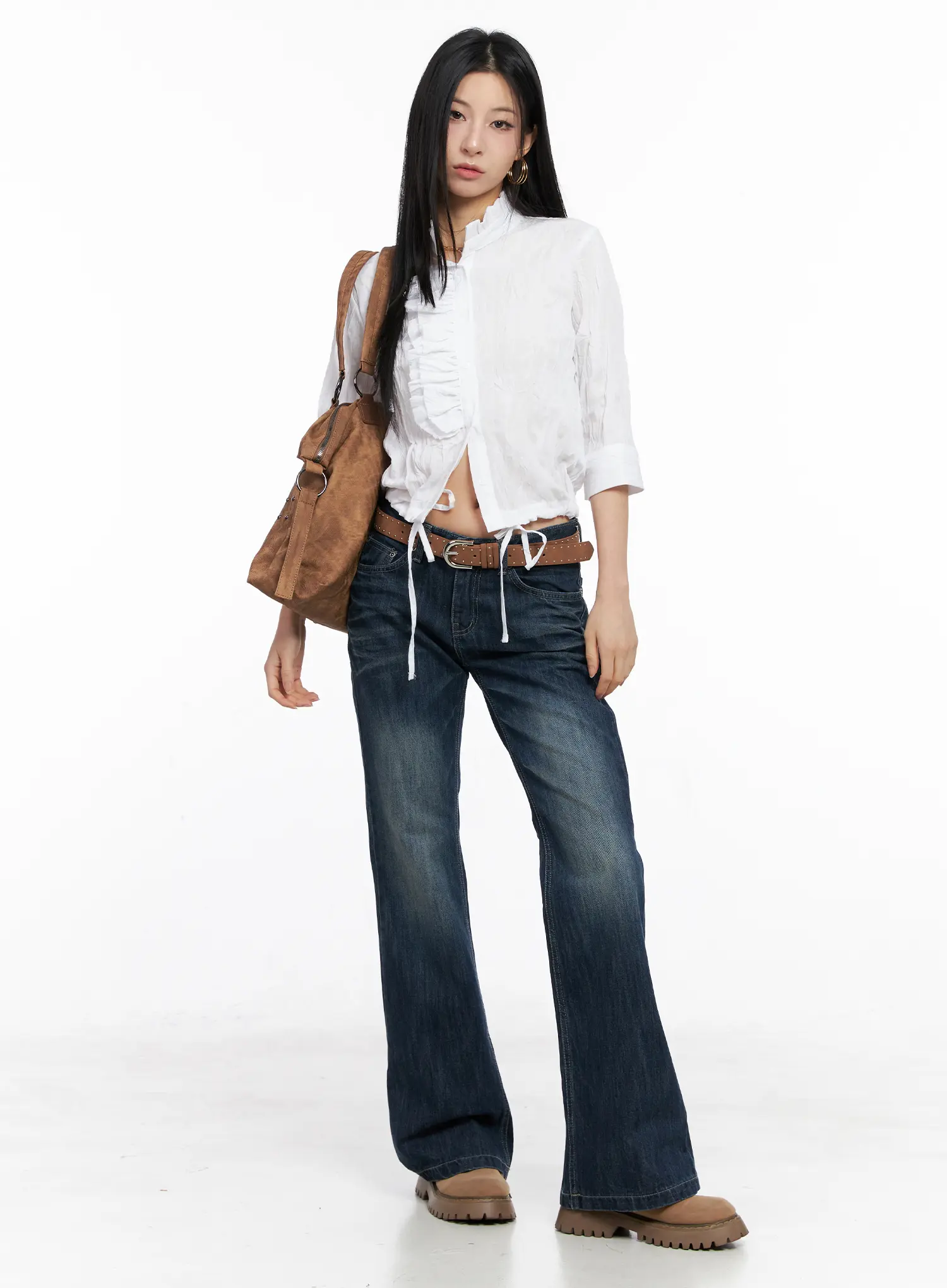 Amira Washed Low-Rise Flare Jeans CC1109 - Image 2