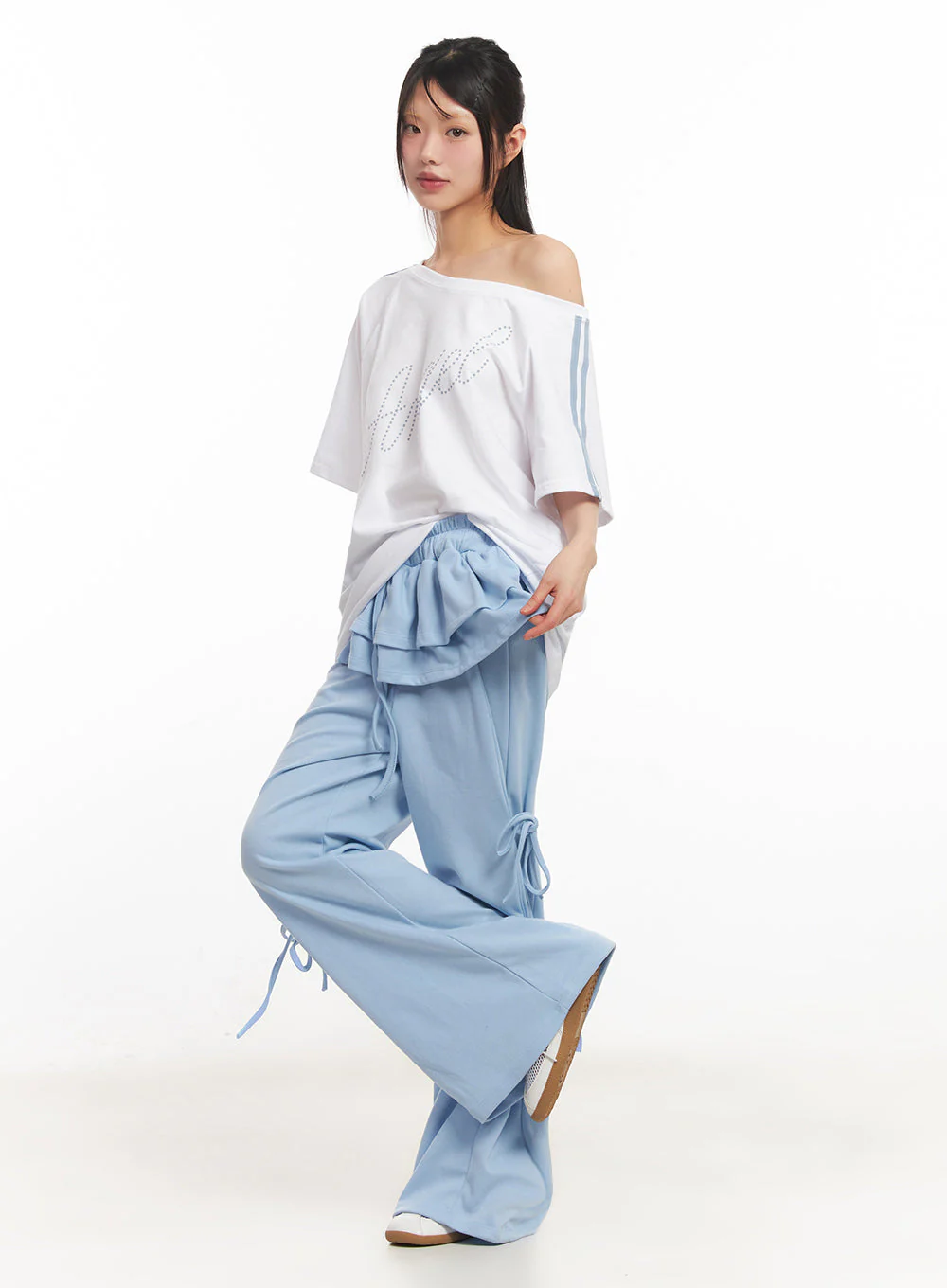 Angel One-Shoulder Stripe T-Shirt IY502 - Image 6