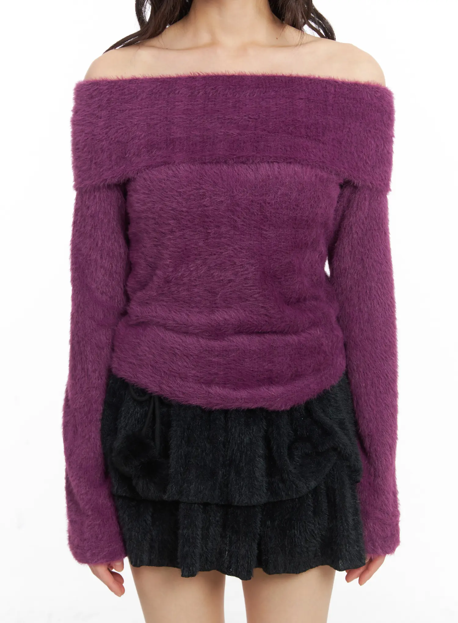 Angora Off-Shoulder Long Sleeve Tee CJ501 - Image 4