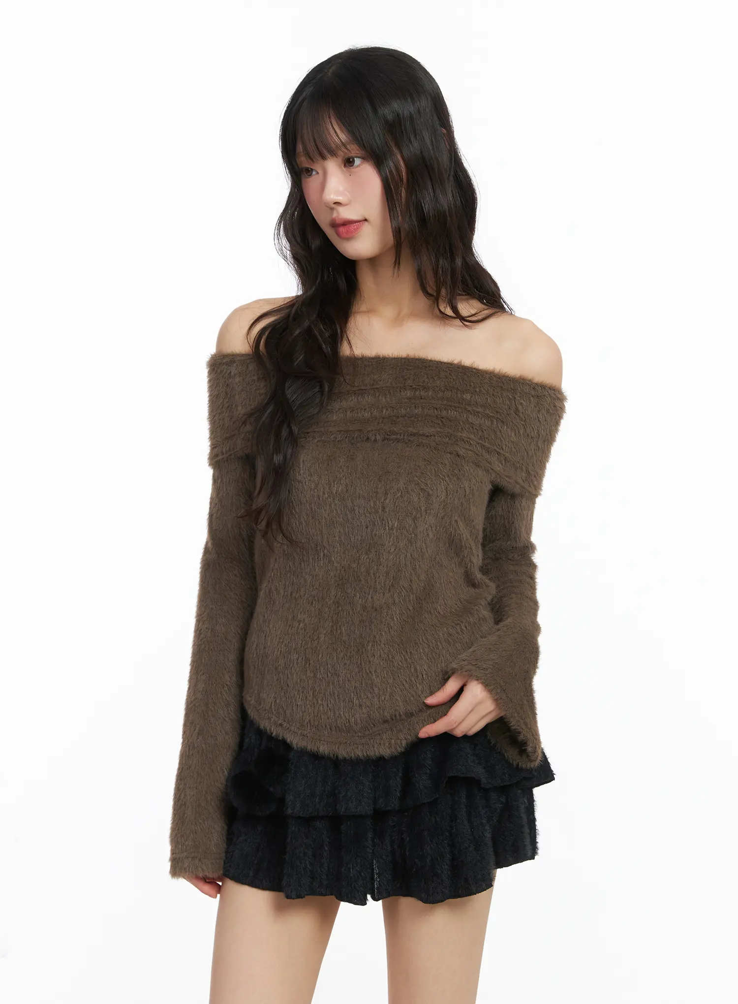 Angora Off-Shoulder Long Sleeve Tee CJ501 - Image 9