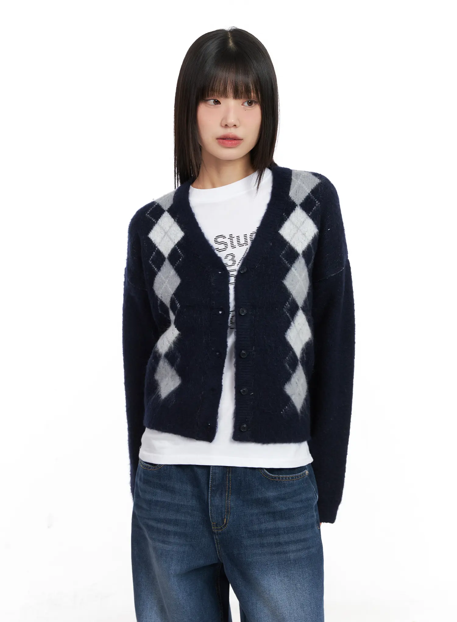 Argyle Brush Cardigan CN521 - Image 8