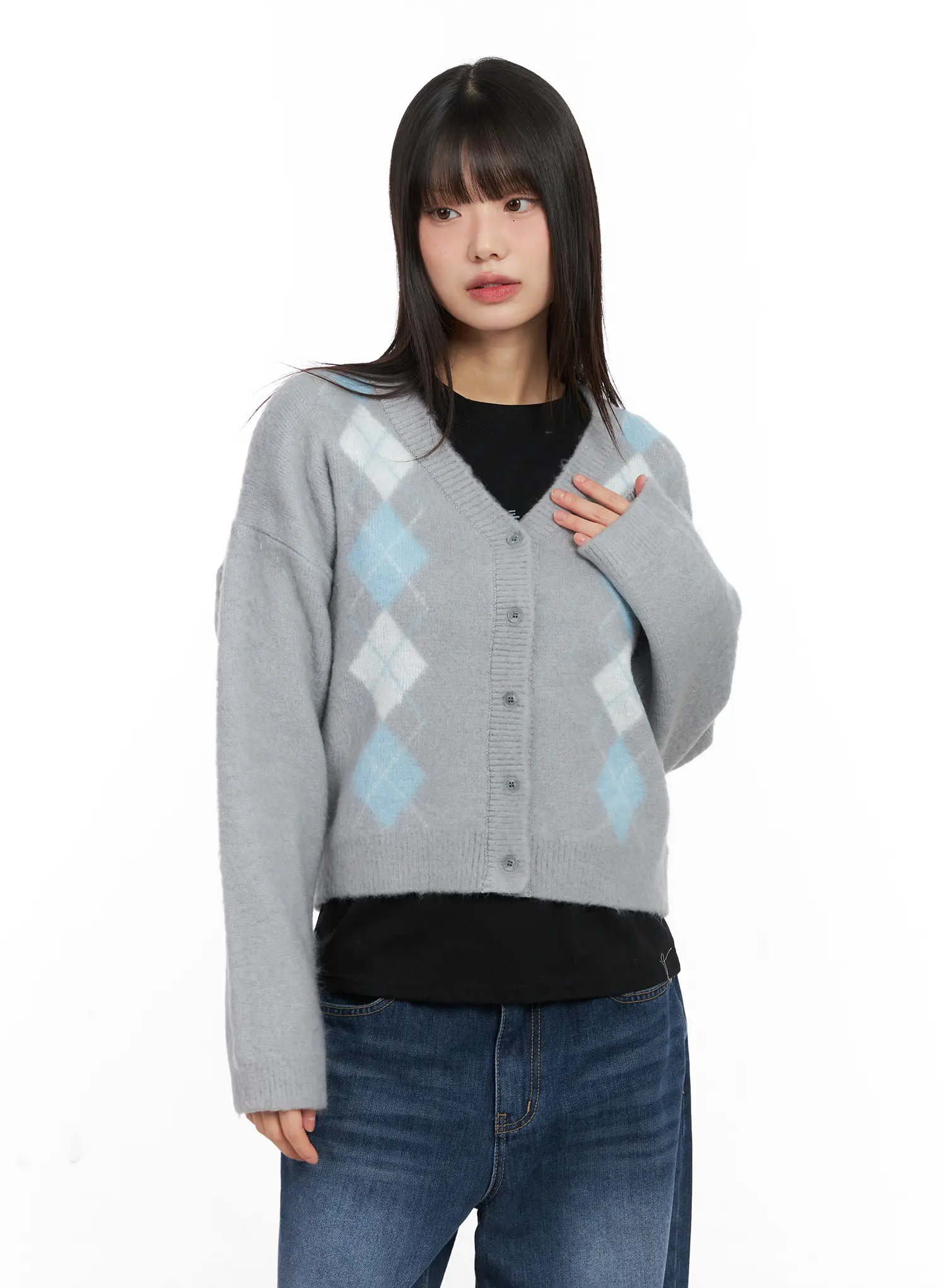Argyle Brush Cardigan CN521 - Image 9