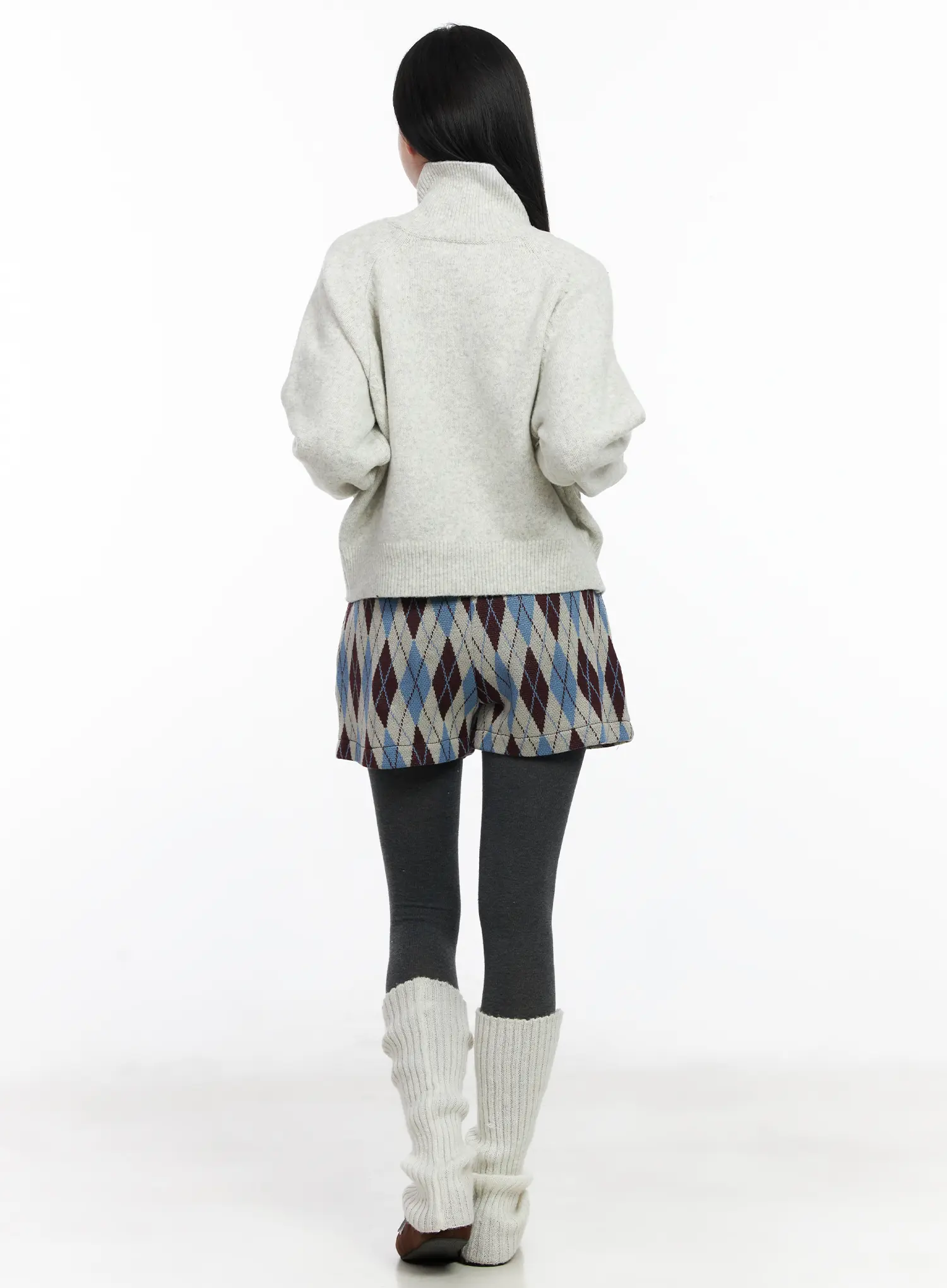 Argyle Pattern Knit Shorts CJ520 - Image 5