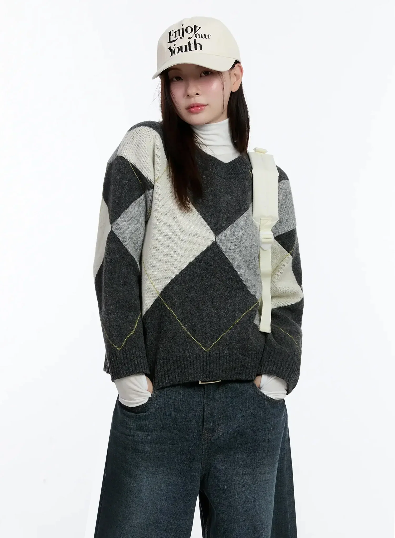 Argyle Pattern Knit Sweater ID526