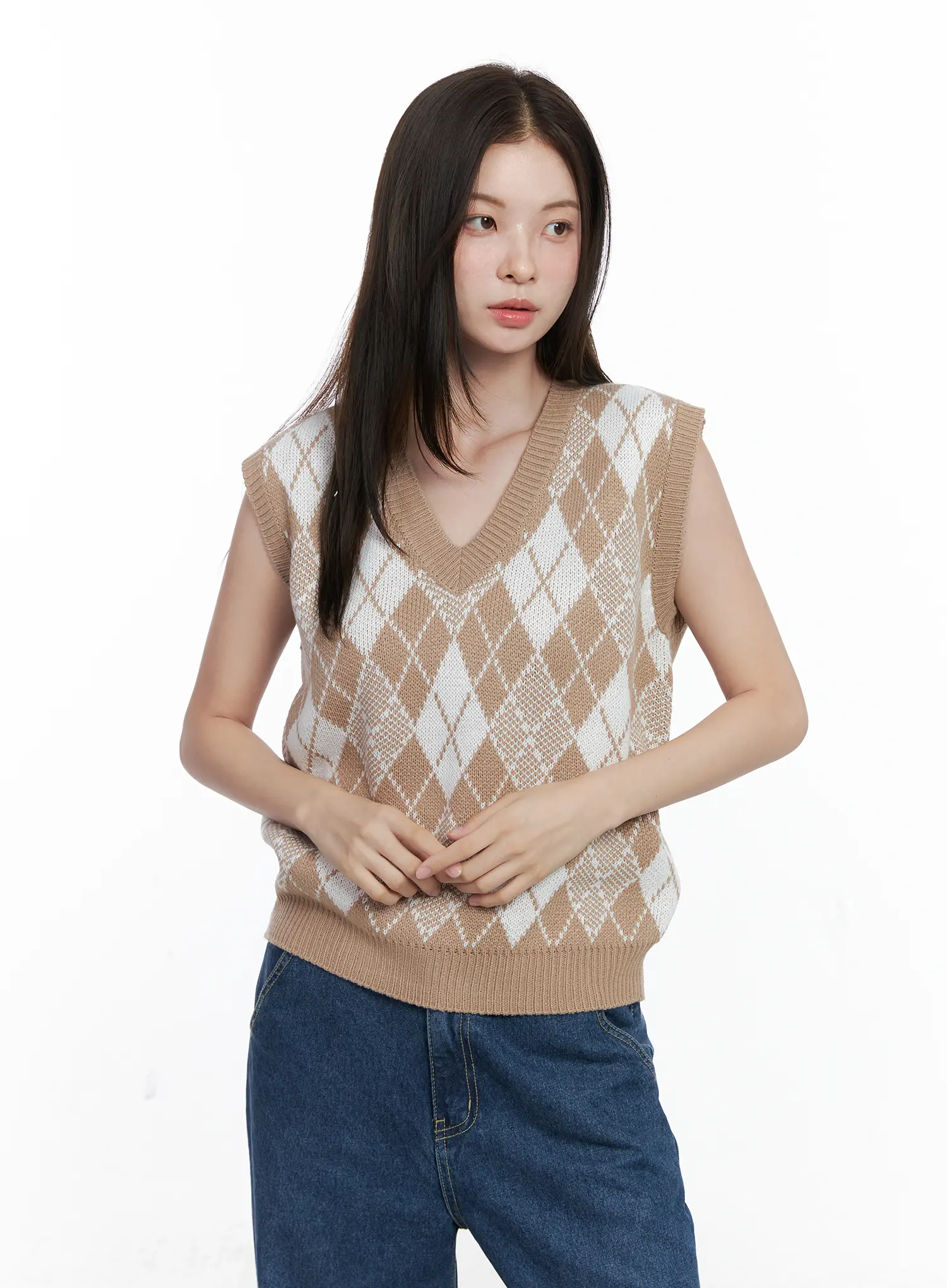 Argyle Pattern V-Neck Vest CO506 - Image 2