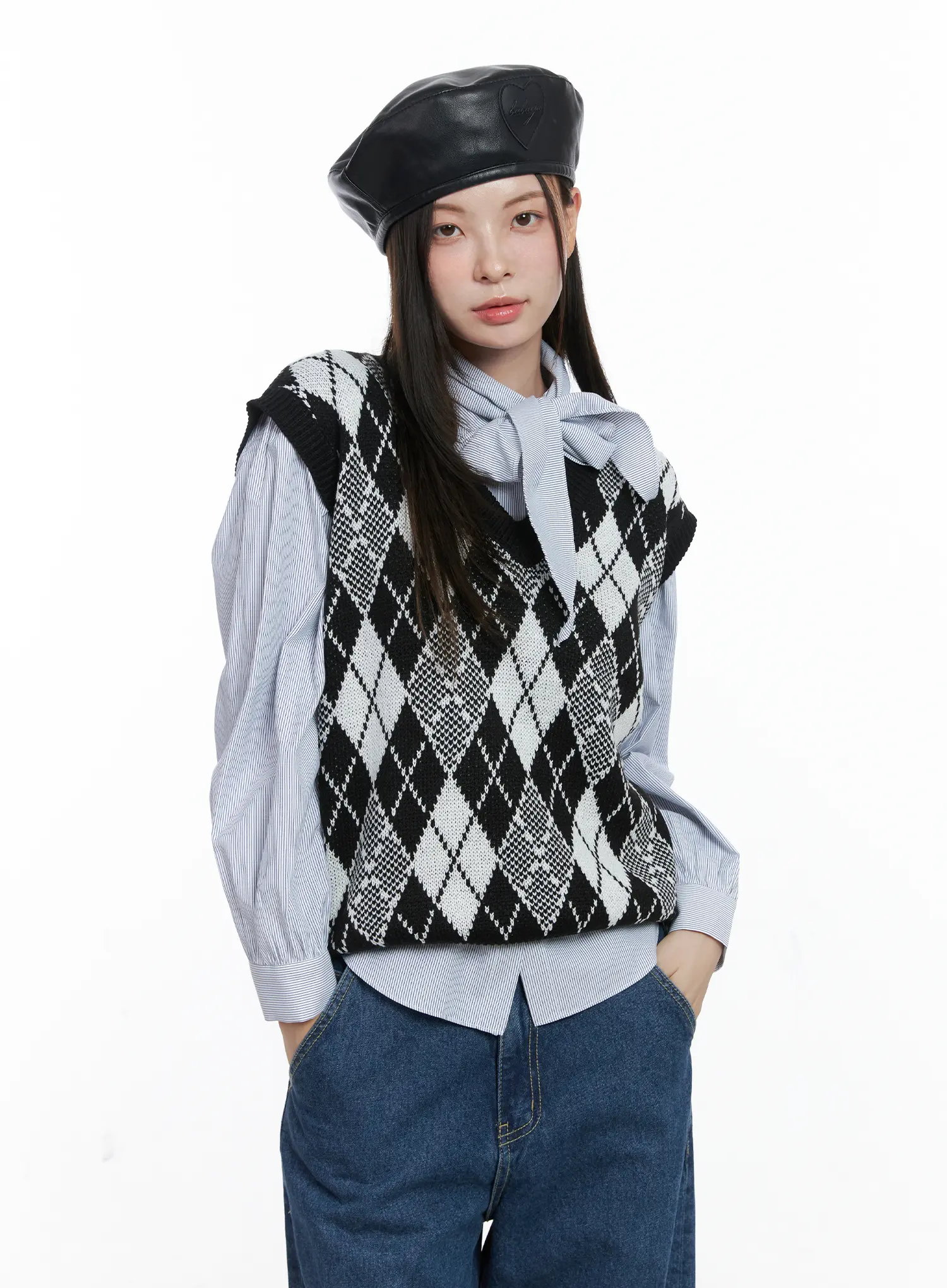 Argyle Pattern V-Neck Vest CO506 - Image 7