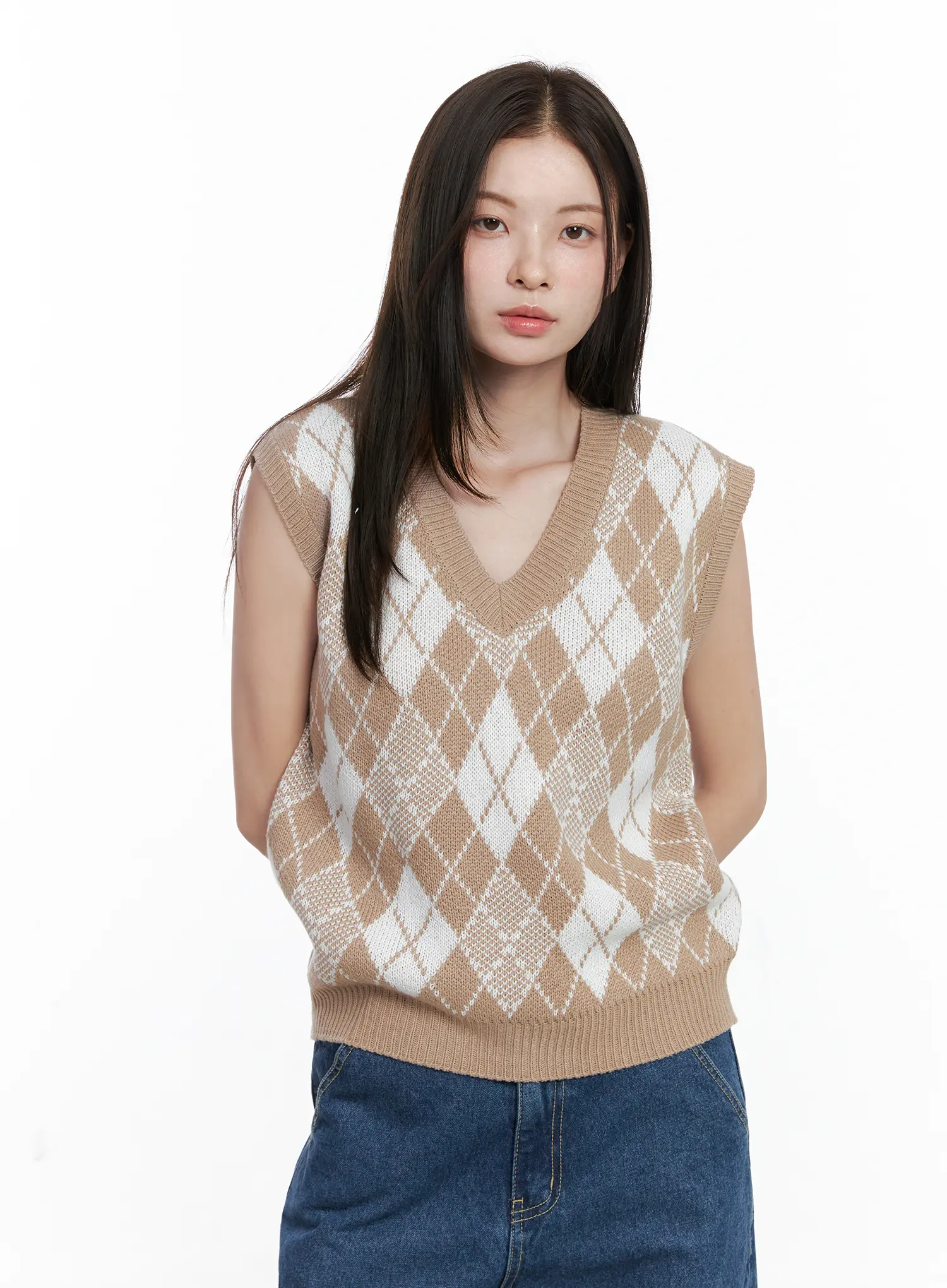 Argyle Pattern V-Neck Vest CO506 - Image 8