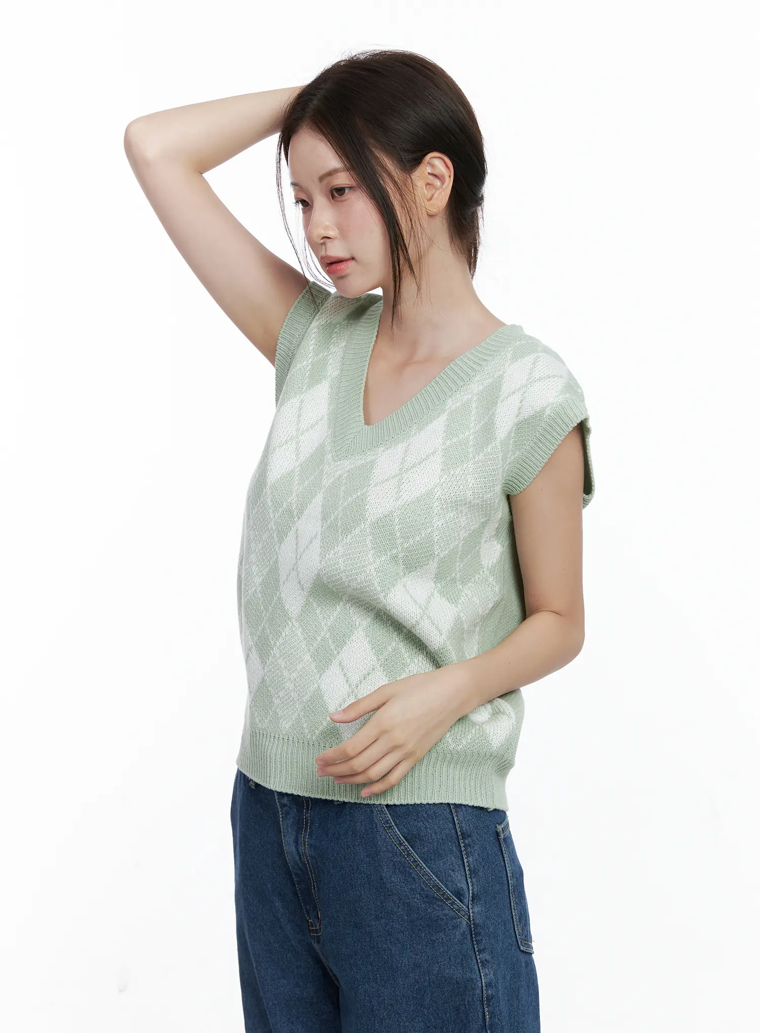 Argyle Pattern V-Neck Vest CO506 - Image 9