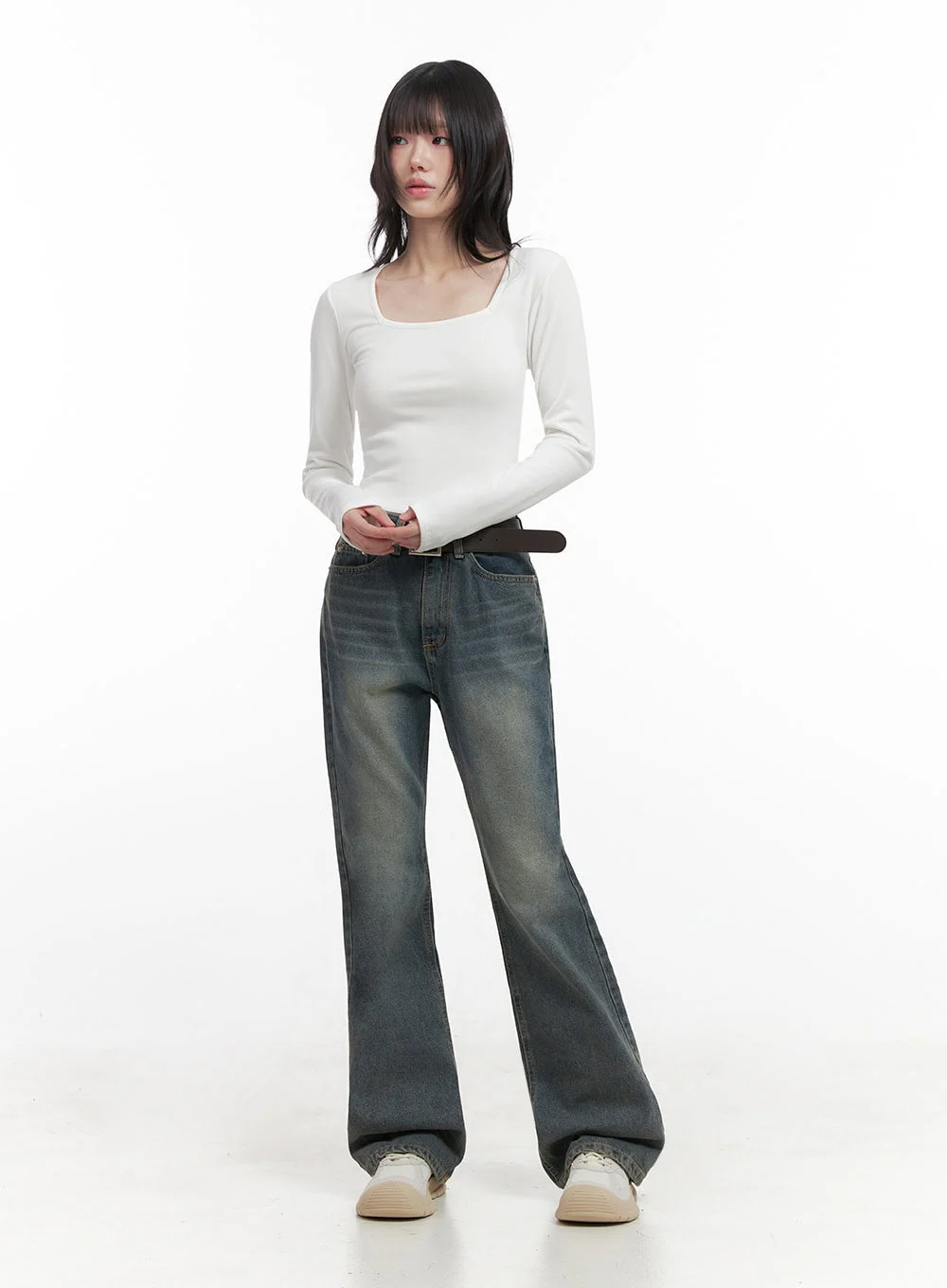 Asher Slimline Washed Bootcut Jeans ID402 - Image 3