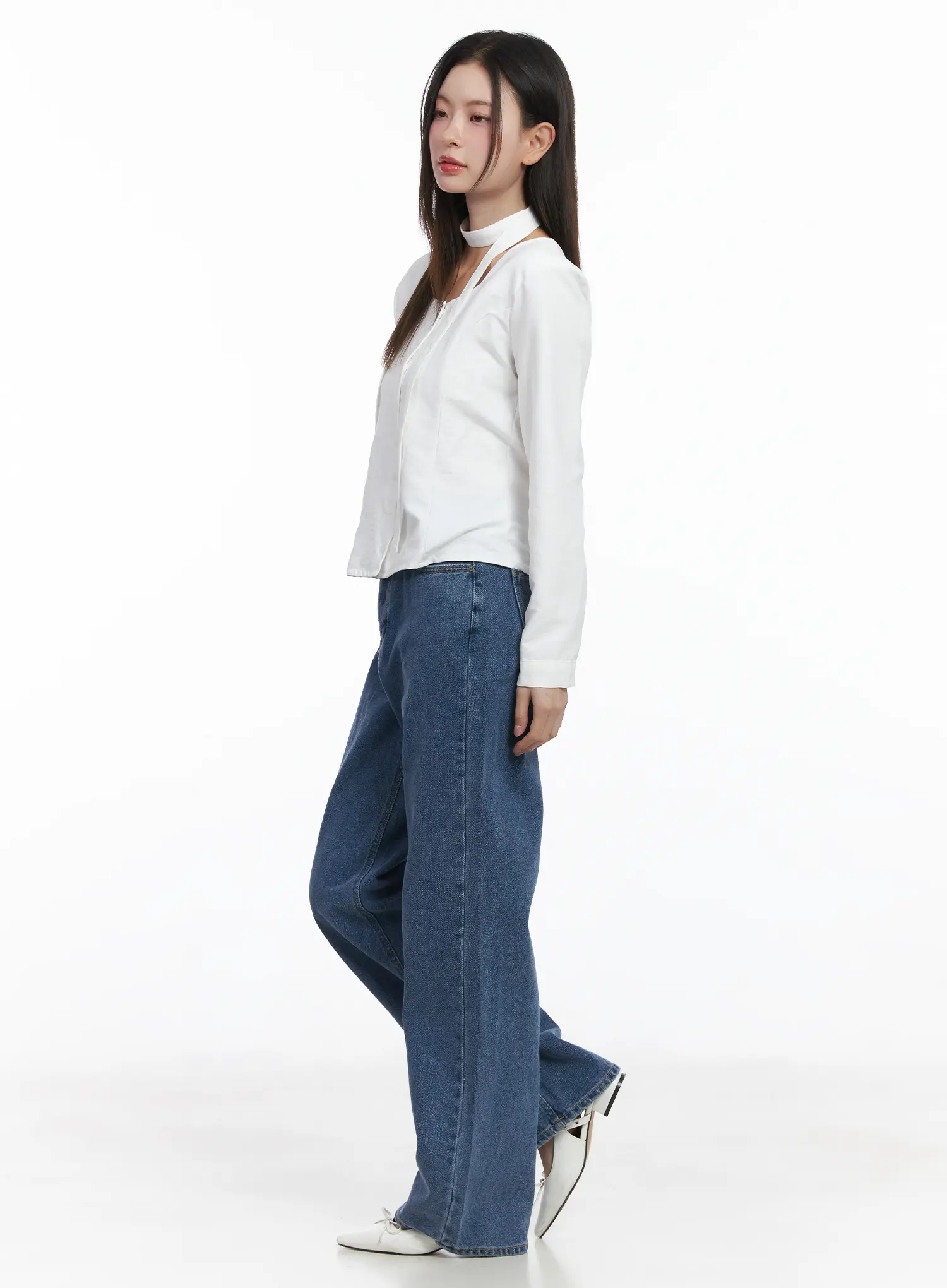 Ashlyn High-Waist Fleece-Lined Wide-Leg Jeans CJ507 - Image 3