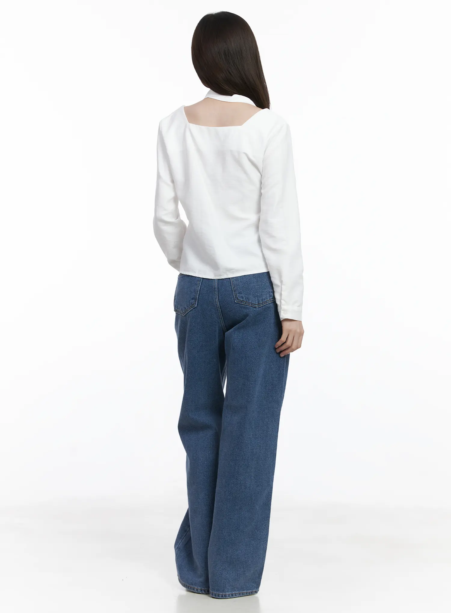Ashlyn High-Waist Fleece-Lined Wide-Leg Jeans CJ507 - Image 4