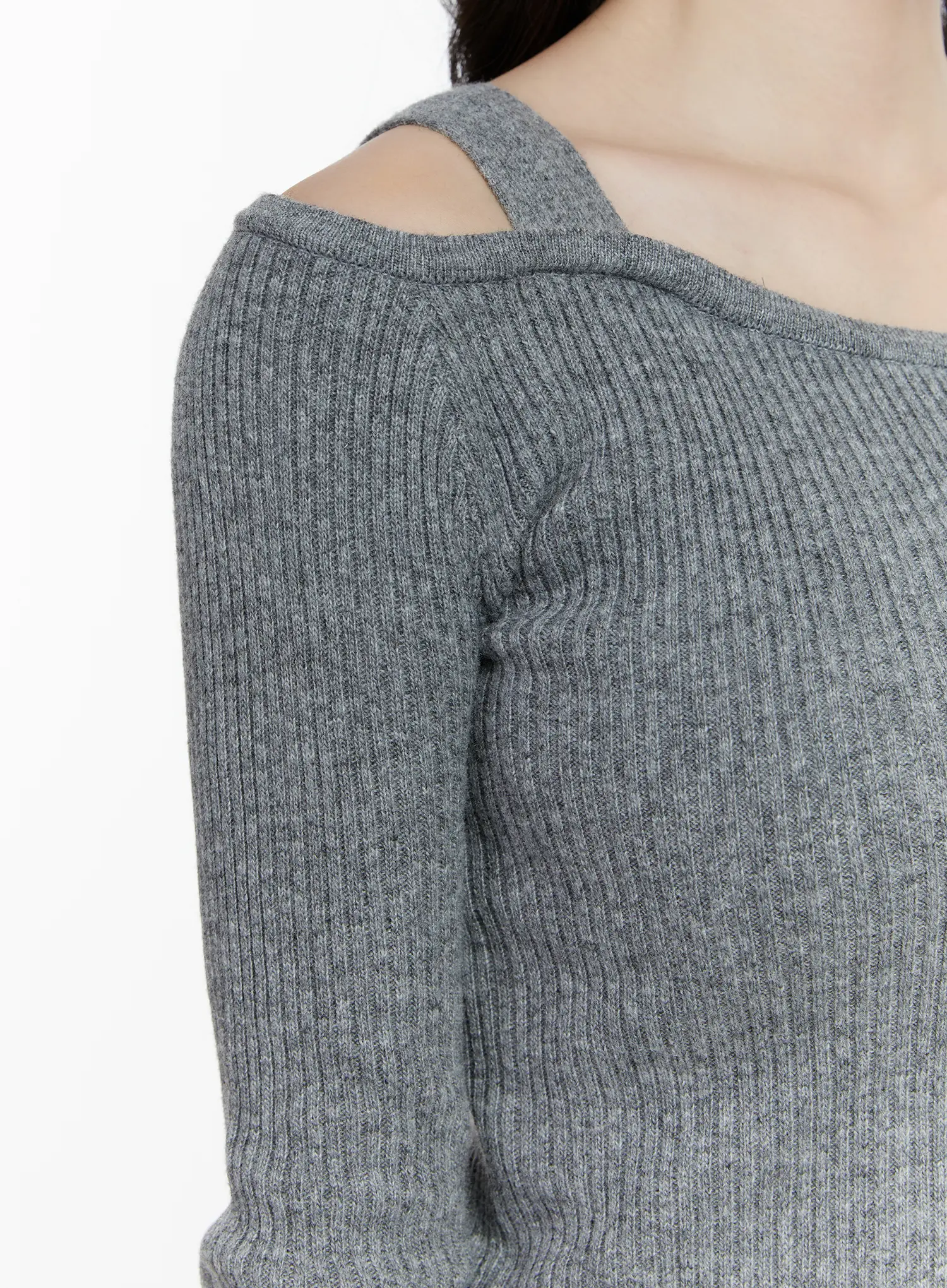 Asymmetric Button Long Sleeve Knit Top F502 - Image 5