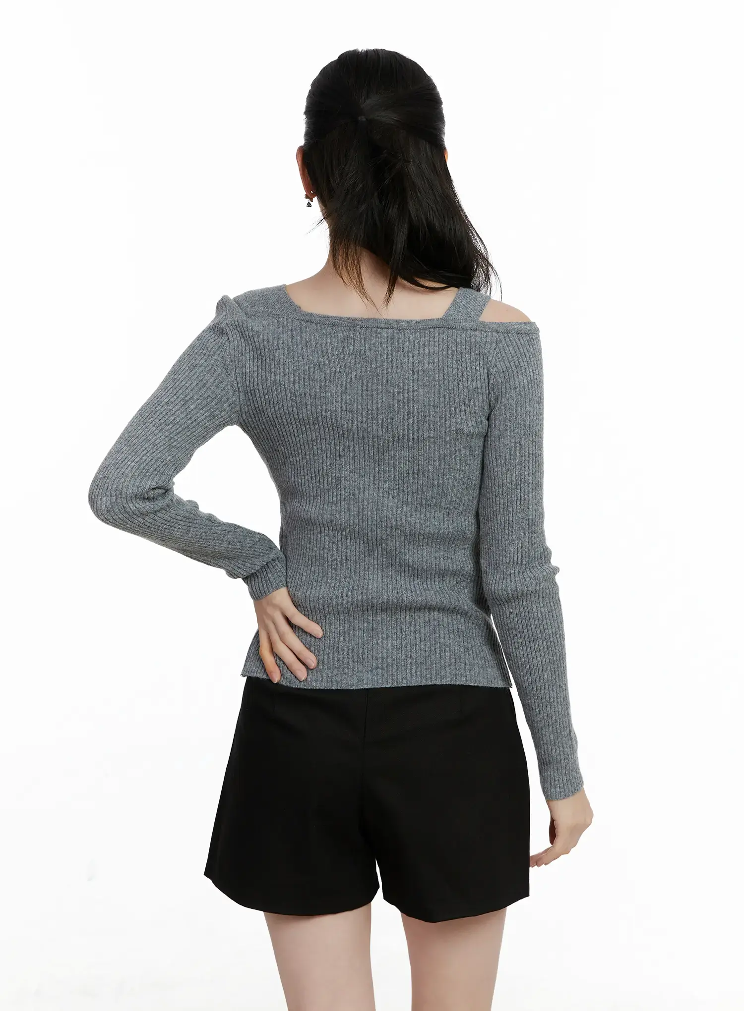 Asymmetric Button Long Sleeve Knit Top F502 - Image 8