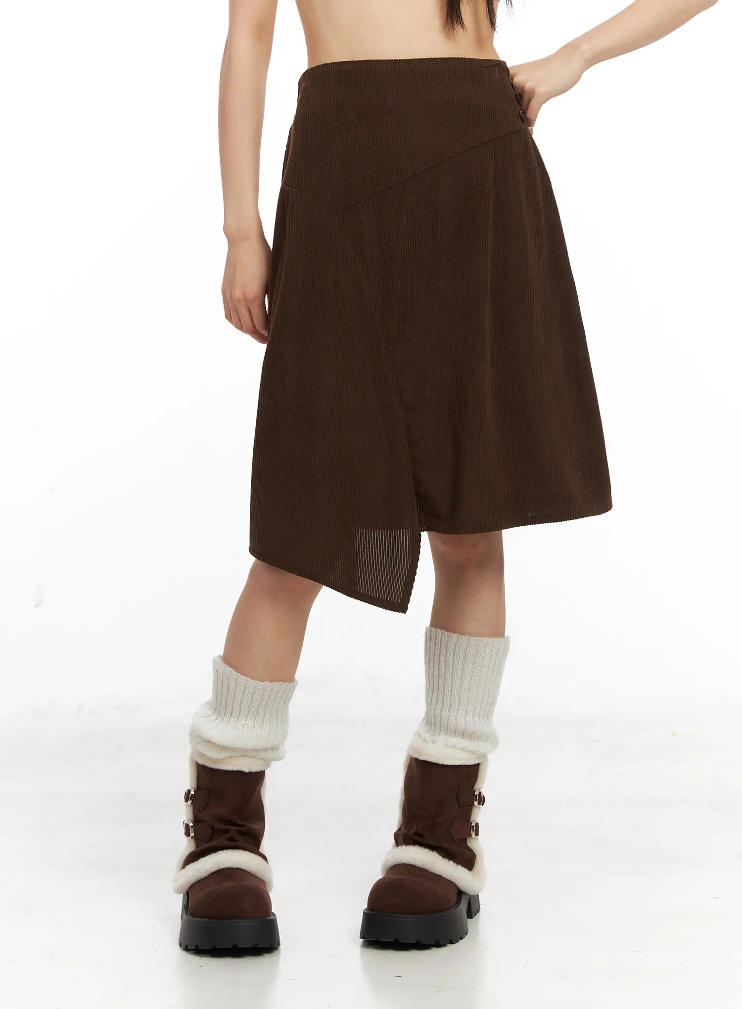 Asymmetric Button Midi Skirt CN521 - Image 2