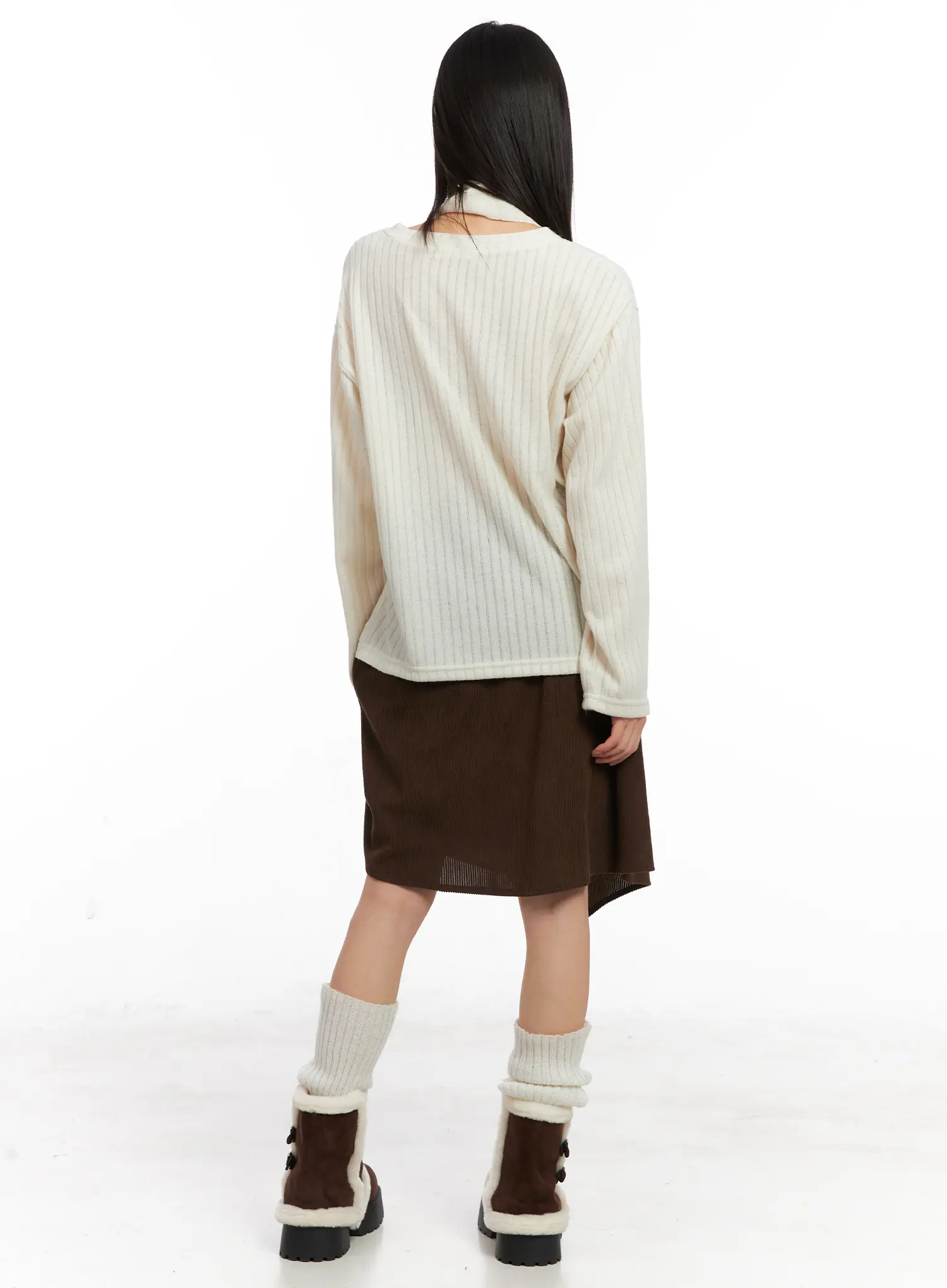 Asymmetric Button Midi Skirt CN521 - Image 5