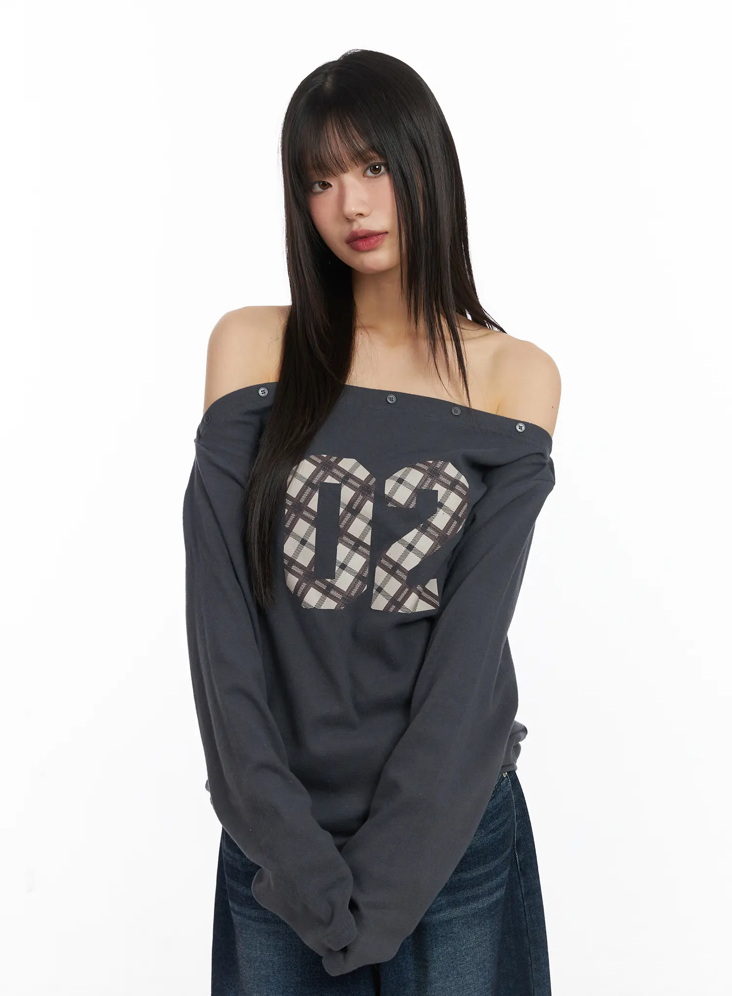 Asymmetric Checkered Fleece Long Sleeve Top CD522 - Image 11