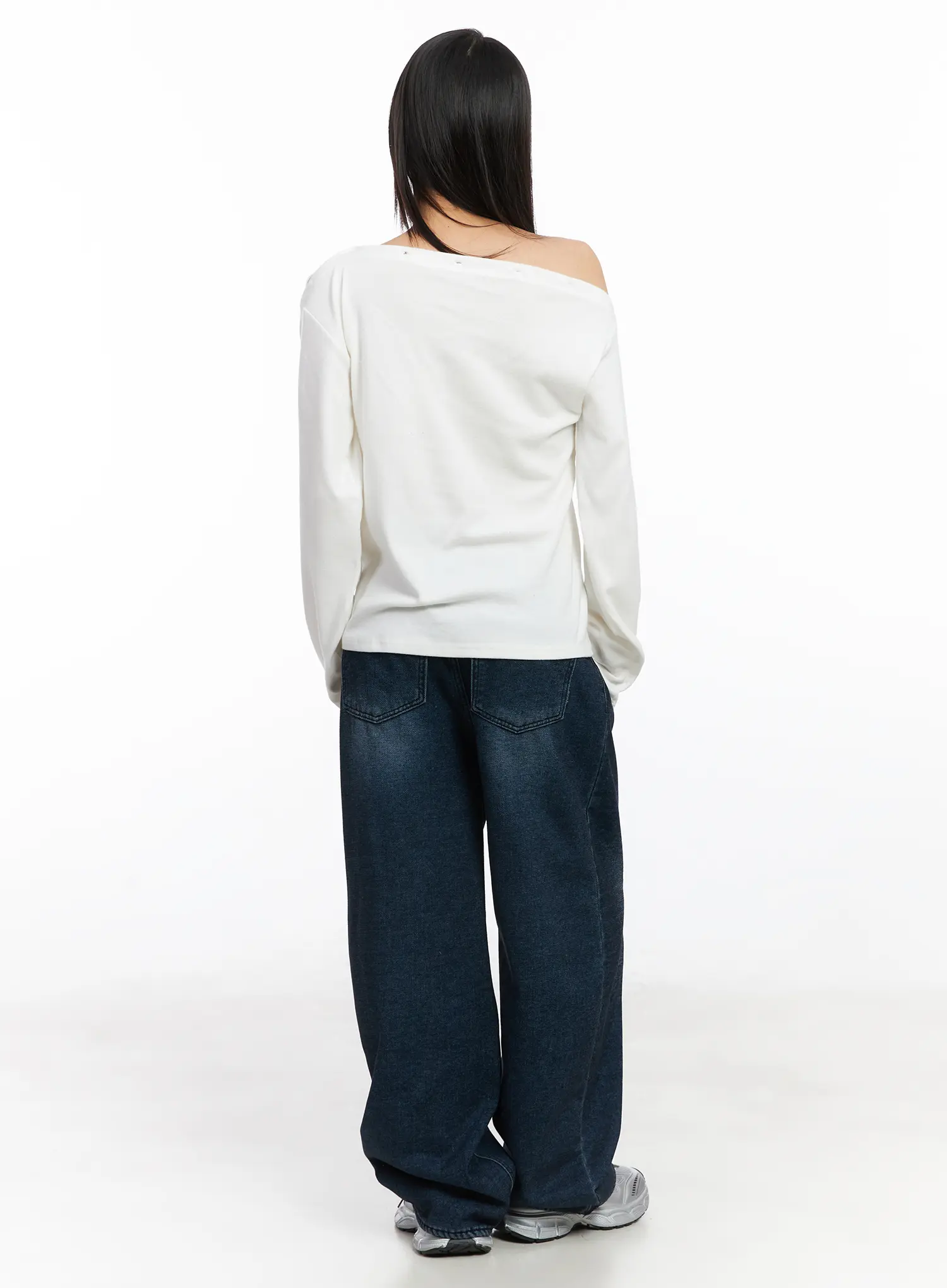 Asymmetric Checkered Fleece Long Sleeve Top CD522 - Image 5