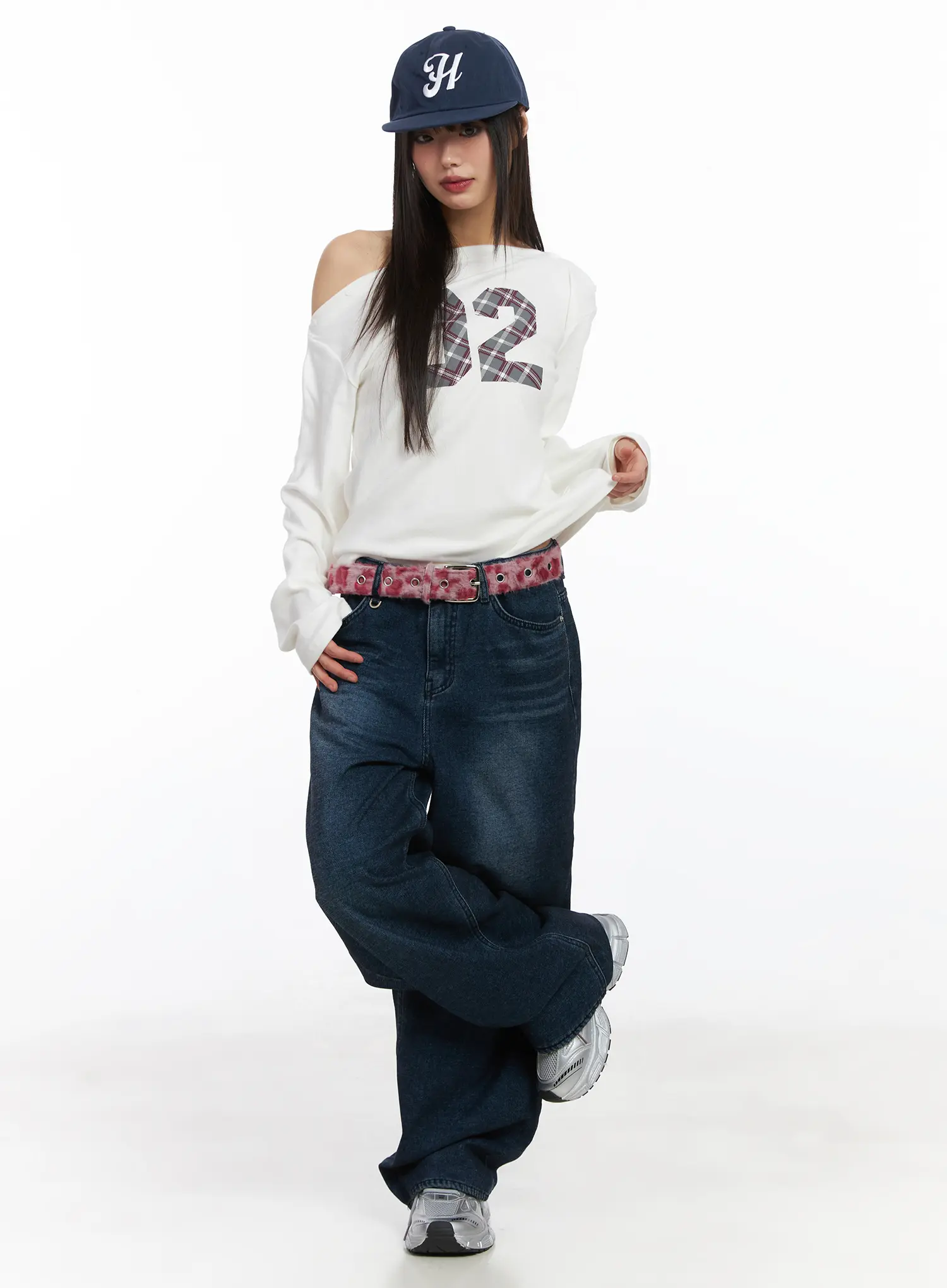 Asymmetric Checkered Fleece Long Sleeve Top CD522 - Image 7