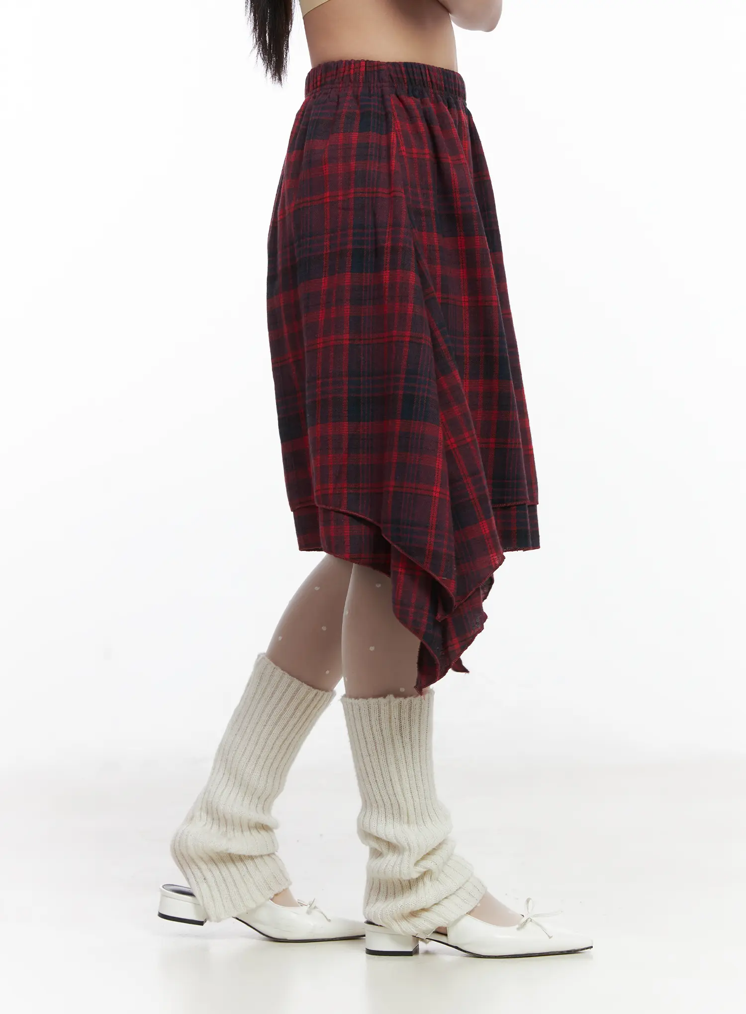Asymmetric Checkered Midi Skirt CD530 - Image 3