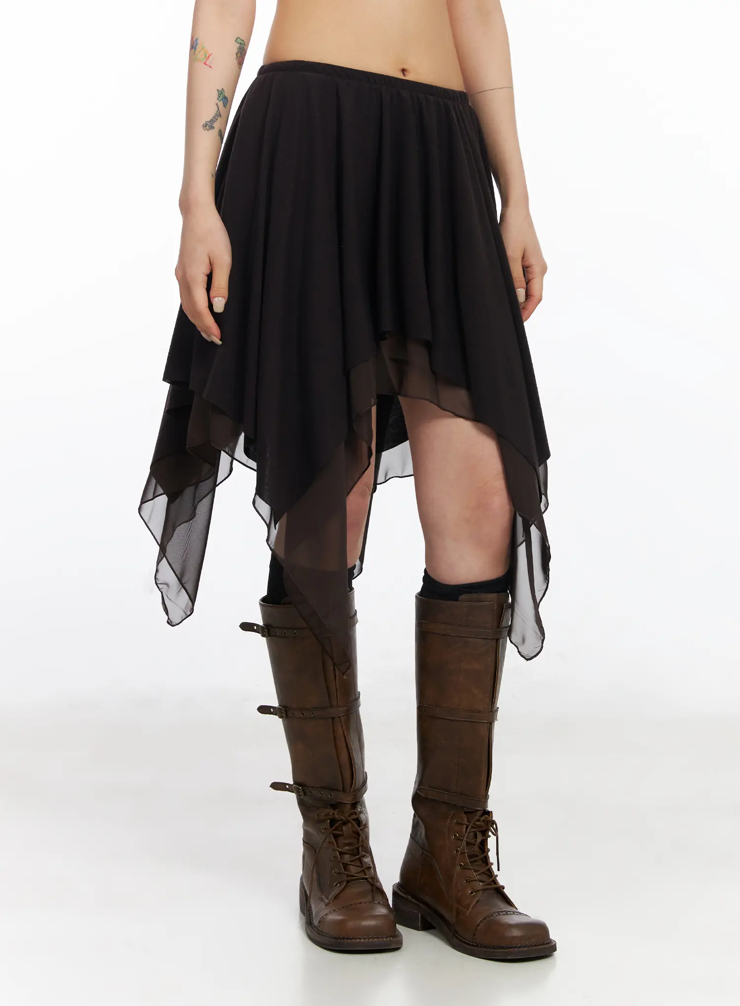 Asymmetric Flare Chiffon Midi Skirt CJ523 - Image 8