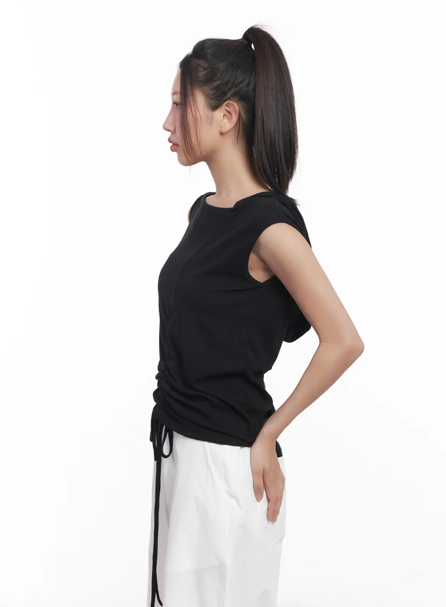 Asymmetric Hooded Sleeveless Top CU517 - Image 7