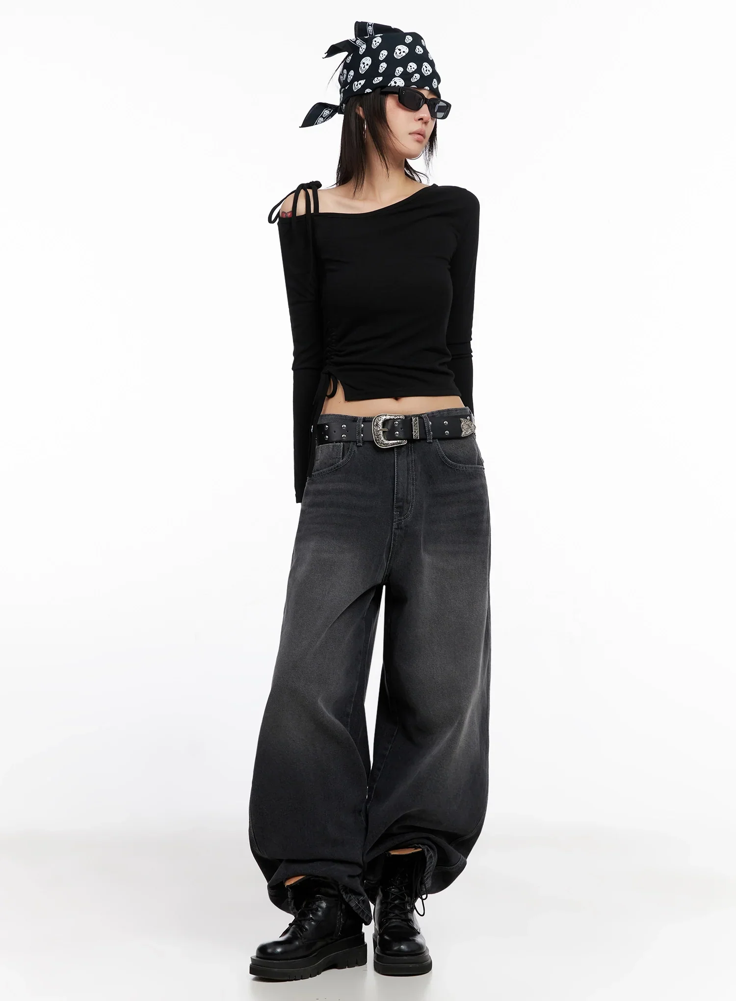 Asymmetric Off-Shoulder Long Sleeve Top IS515 - Image 2