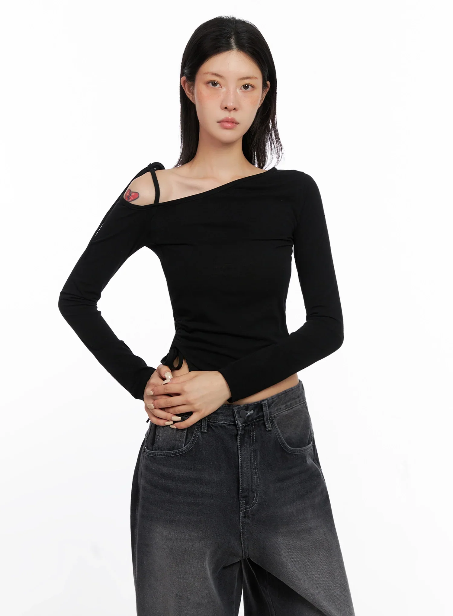 Asymmetric Off-Shoulder Long Sleeve Top IS515 - Image 4