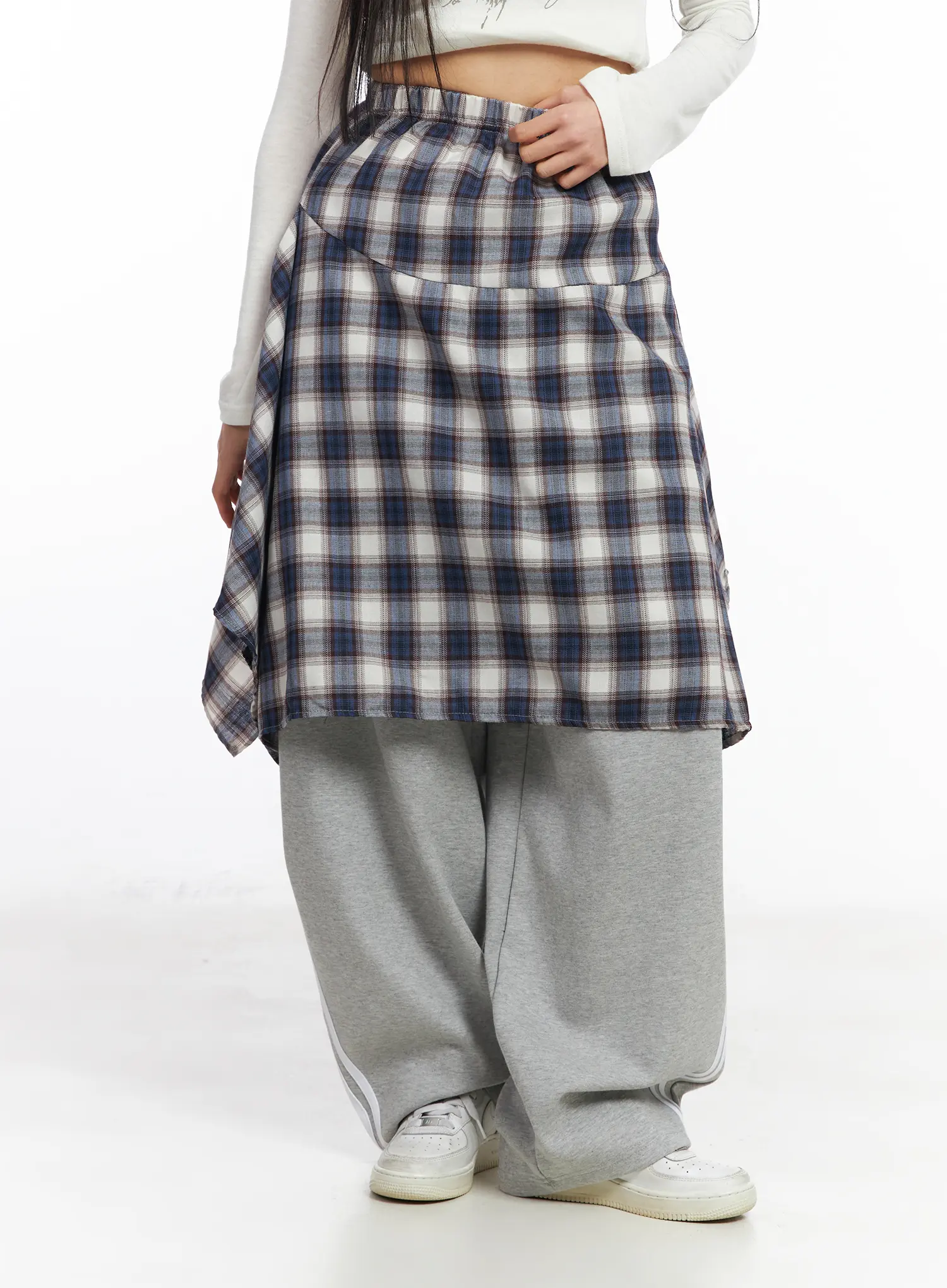 Asymmetric Plaid Midi Skirt CF506 - Image 13
