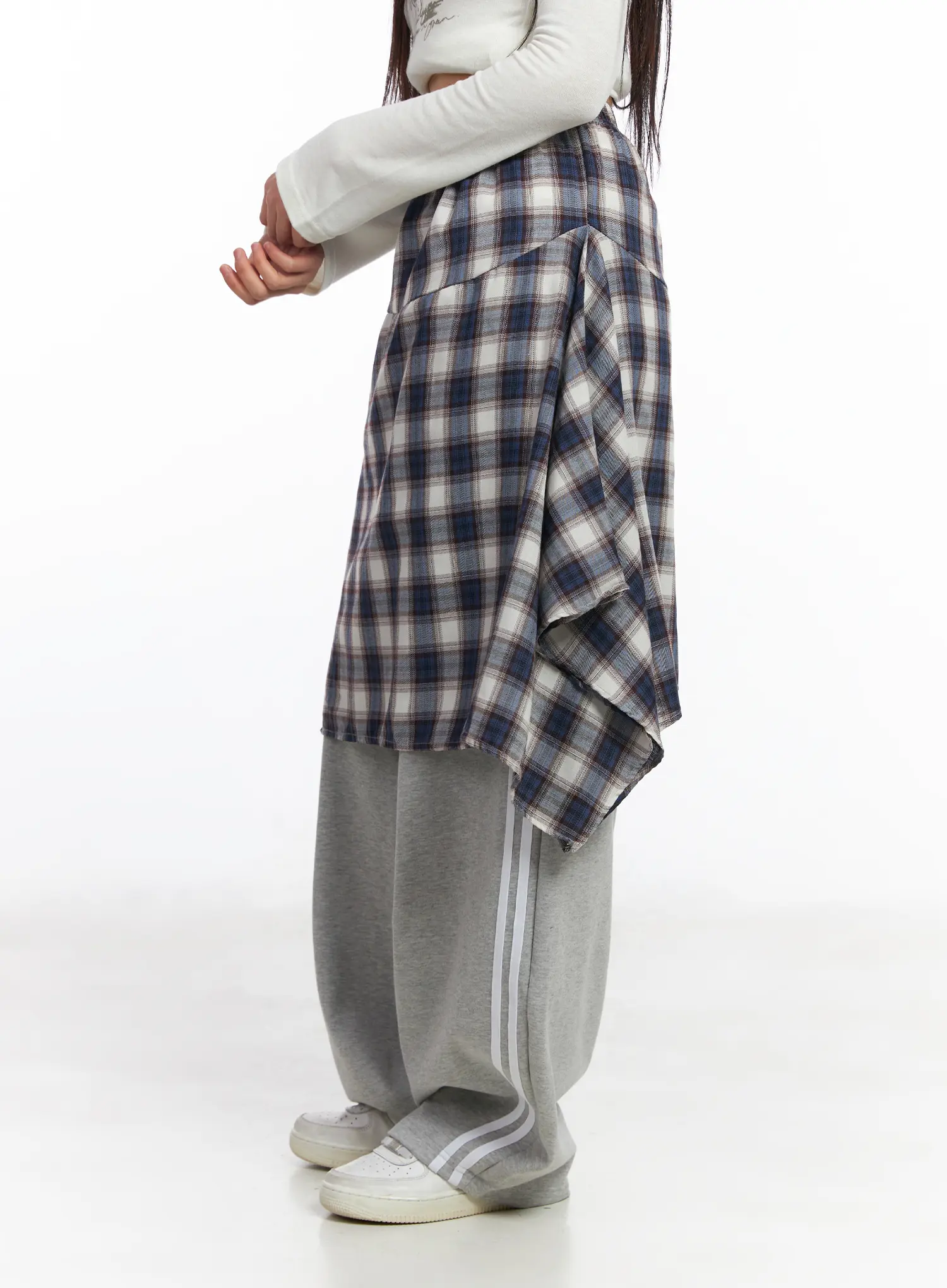 Asymmetric Plaid Midi Skirt CF506 - Image 6