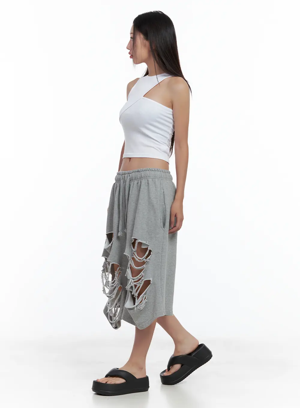 Asymmetric Ribbed Cropped Tank CL508 - Image 4