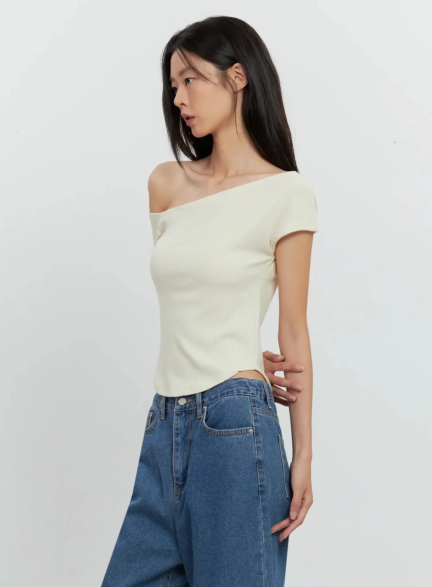 Asymmetric Ribbed Short-Sleeve IL528 - Image 12