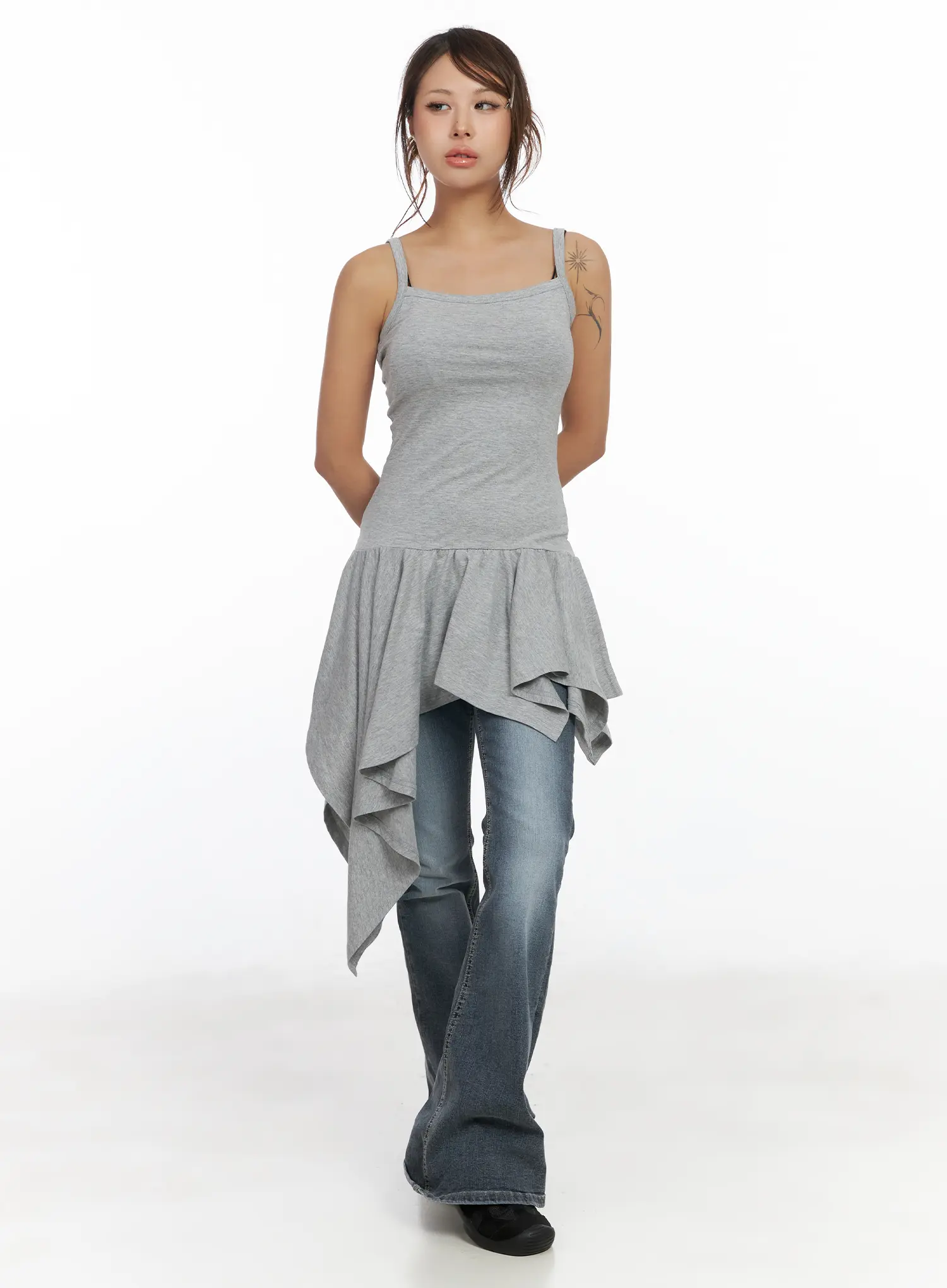 Asymmetric Ruffled Edge Sleeveless Mini Dress CF513 - Image 2