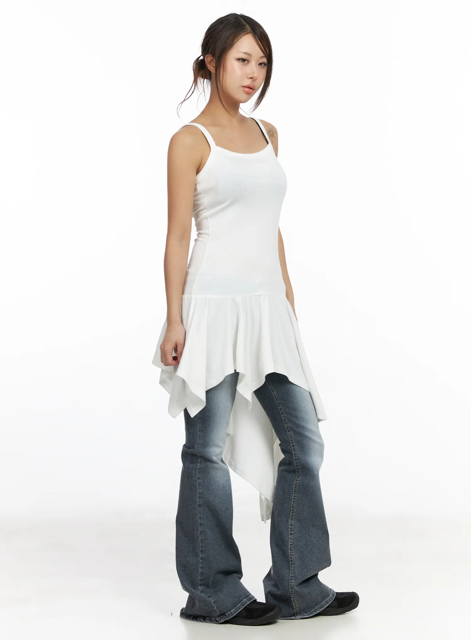 Asymmetric Ruffled Edge Sleeveless Mini Dress CF513 - Image 3