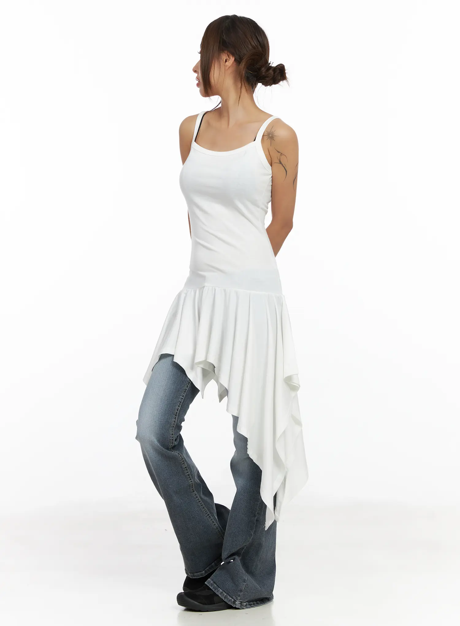 Asymmetric Ruffled Edge Sleeveless Mini Dress CF513 - Image 4