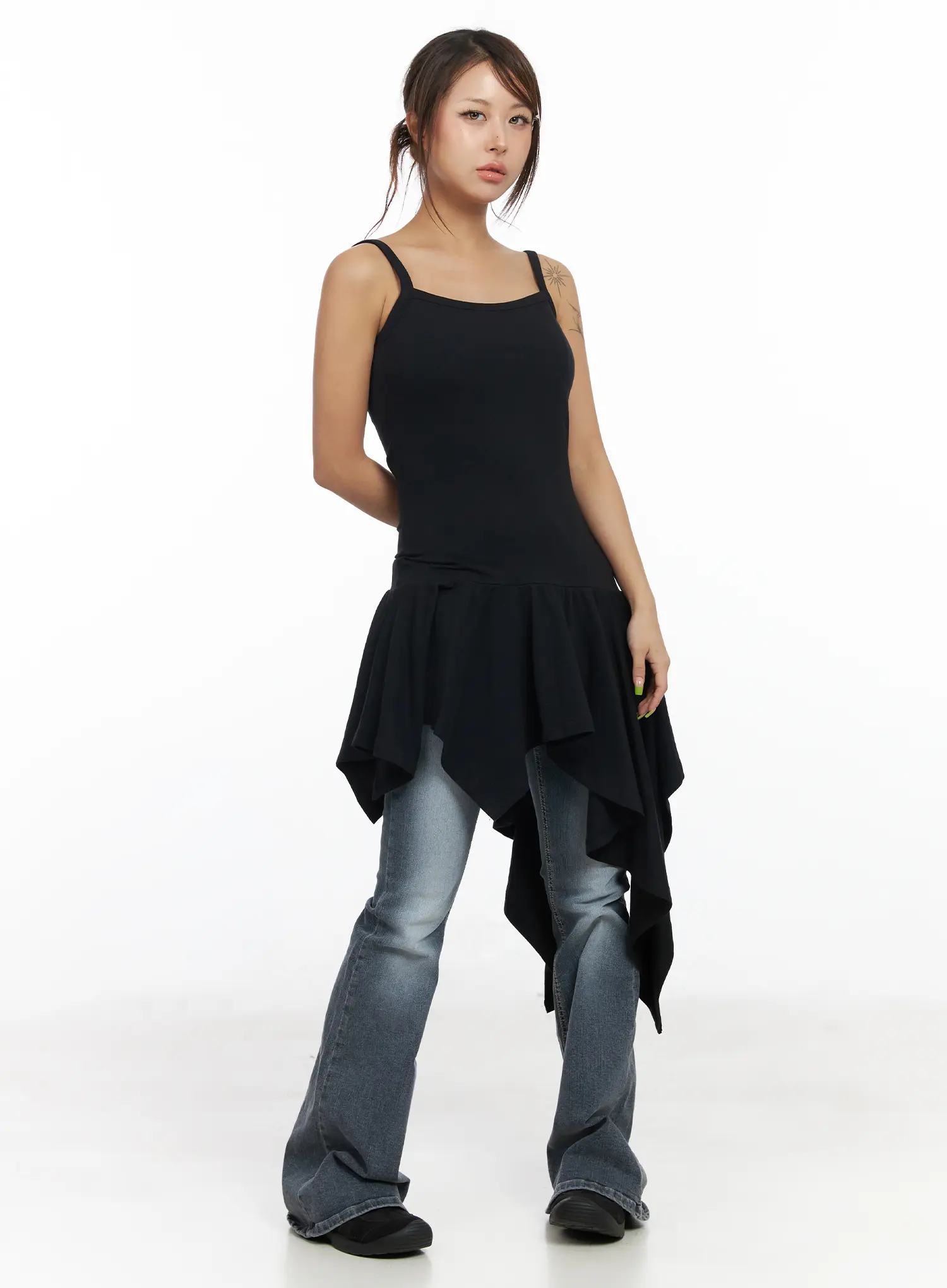Asymmetric Ruffled Edge Sleeveless Mini Dress CF513 - Image 6